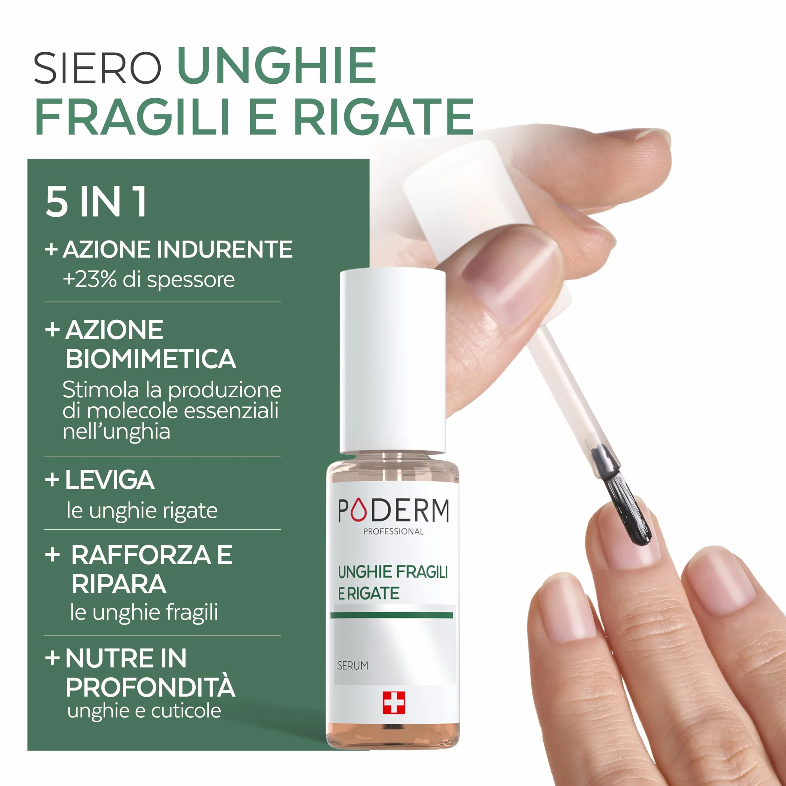 PODERM Trattamento riparatore fortificante rivitalizzante nutriente per unghie spezzate rigate fragili Swiss Made