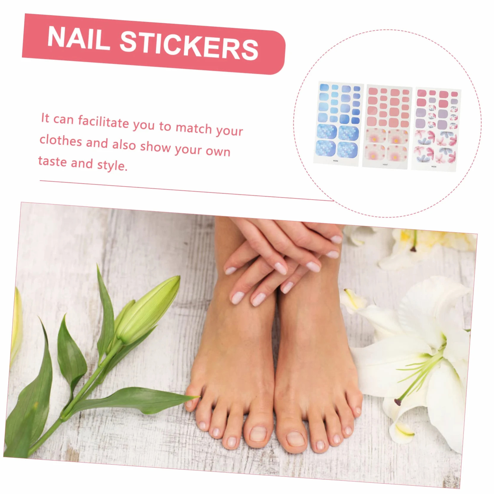 5 Set Sticker Decorativi Per Unghie Dei Adesivi Per Nail Art Impermeabili Facili Applicare E Rimuovere Per Donne E Ragazze 6 Fogli*5