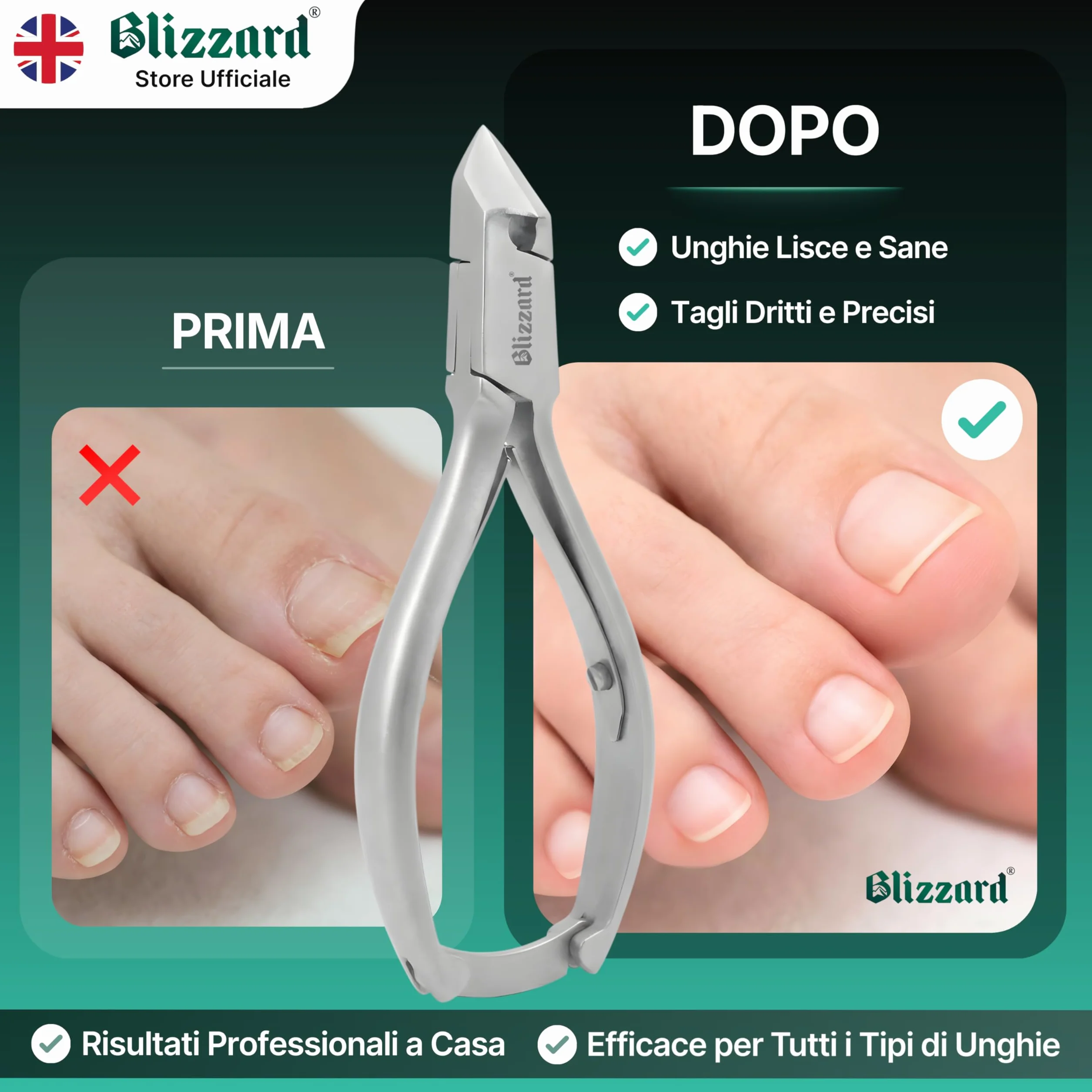 Blizzard Tronchesino Unghie Piedi Professionale in Acciaio Inox 14 cm Taglio Obliquo Luna