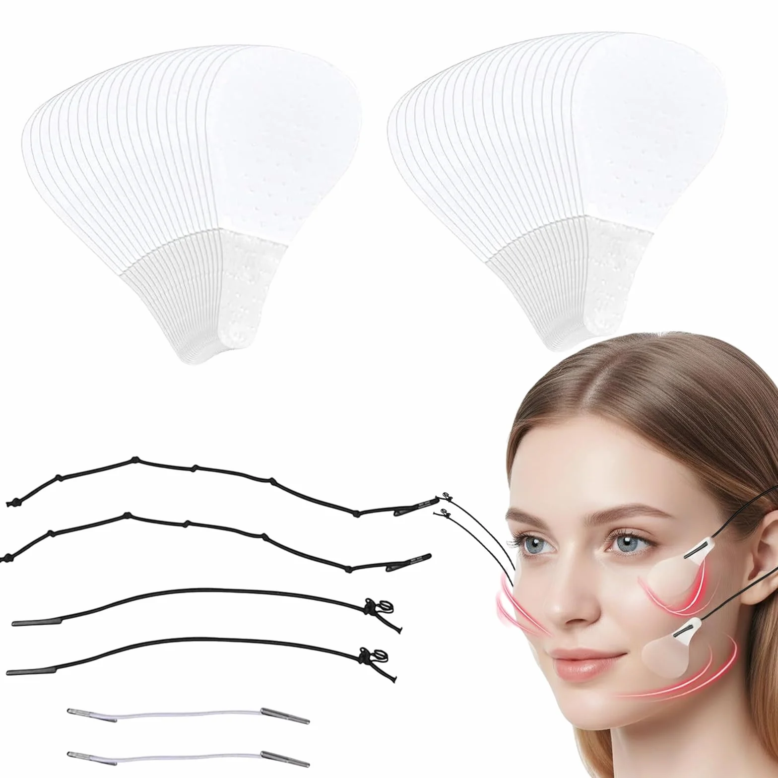 160 Pezzi Nastro Lifting Invisibile 6 Corde Sollevamento Della Pelle Cadente Lifting E Rassodamento a V Adatto per Viso Collo E Contorno Occhi
