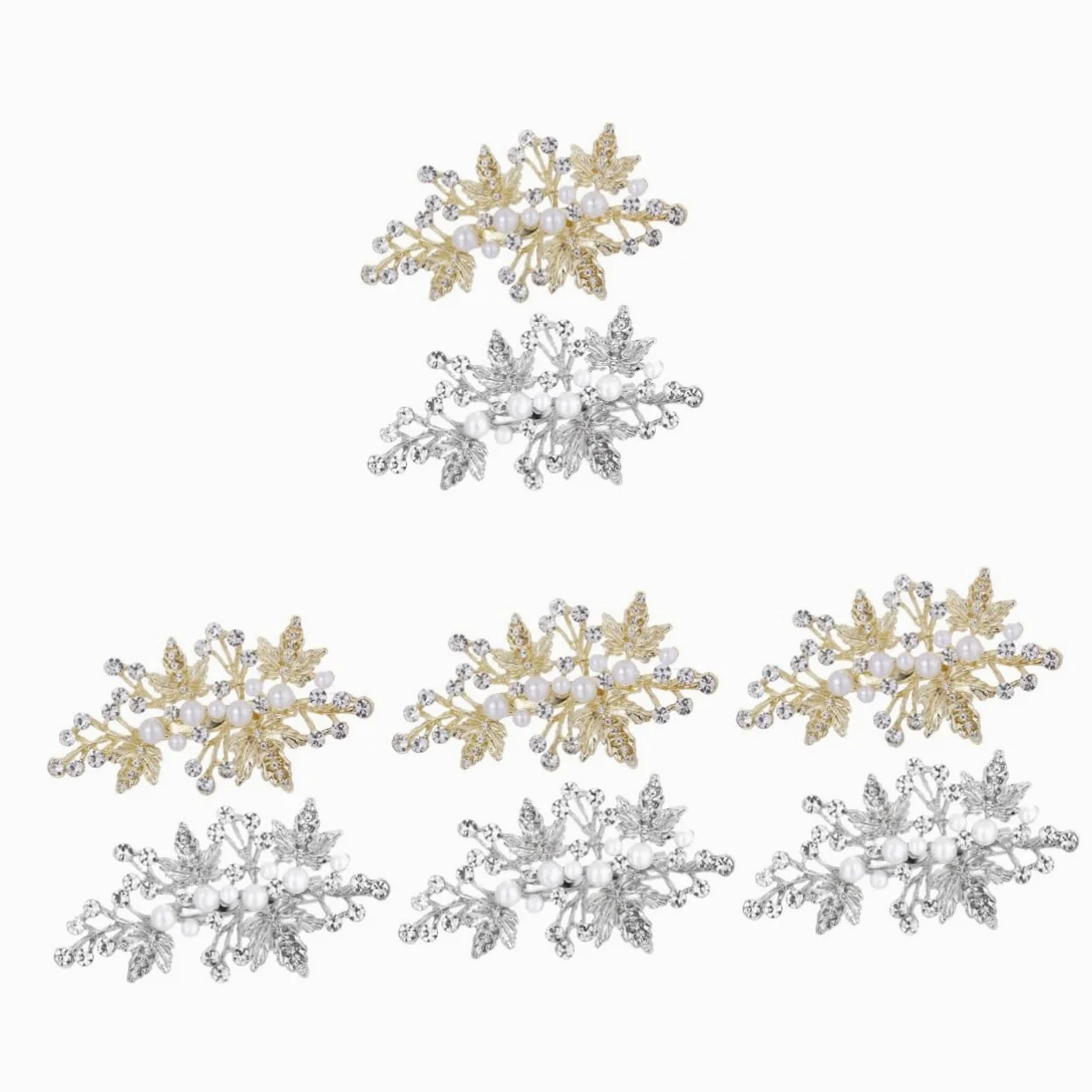 Healeved 8pezzi Fermagli Per Perle Con Design Foglia Di Accessori Eleganti Per Sposa Clip Brillanti Con Strass Per Matrimoni e Feste