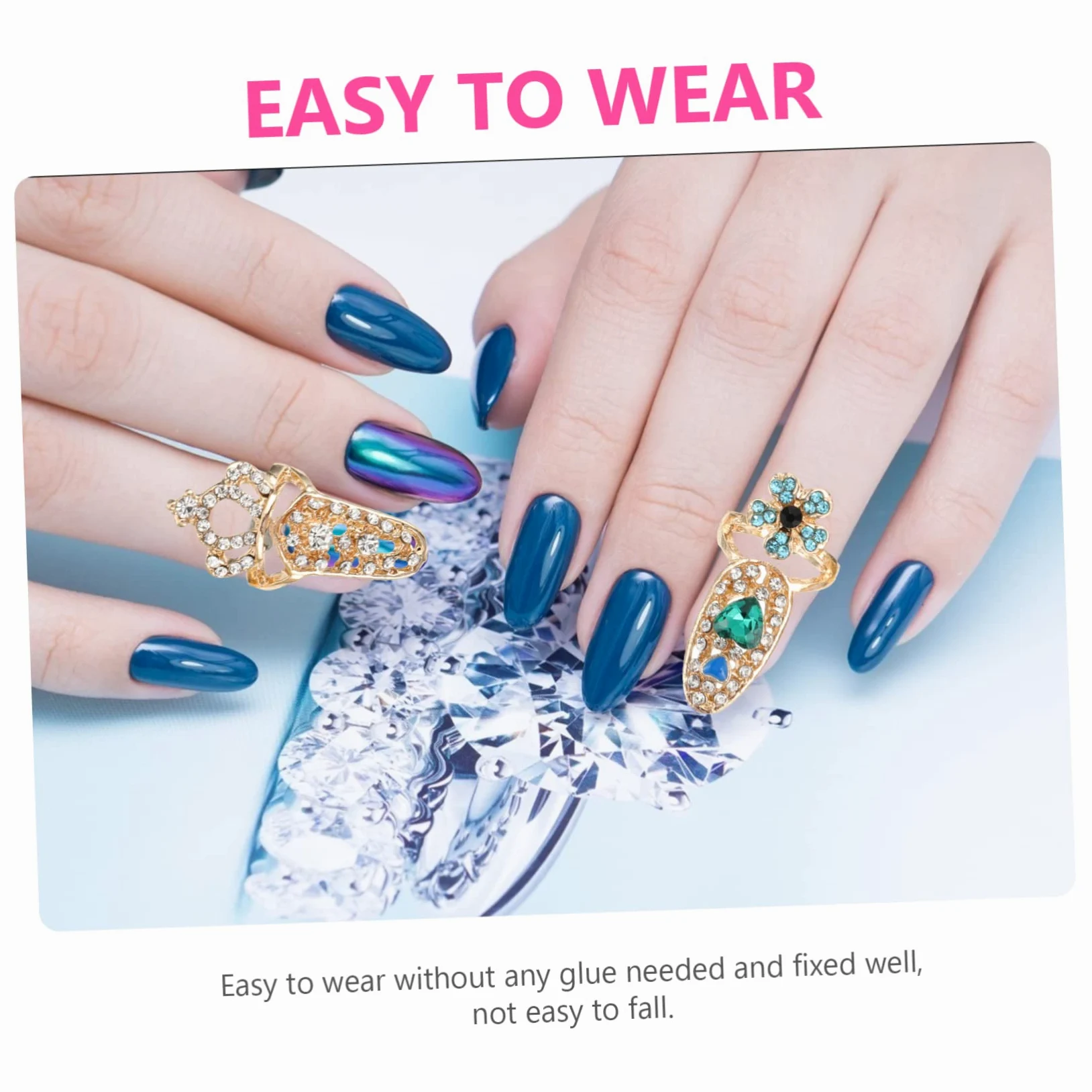 24pezzi Anelli Decorativi Per Unghie Accessori Per Nail Art Eleganti Per Feste e Cerimonie Completo Per Manicure e Decorazioni Per Unghie