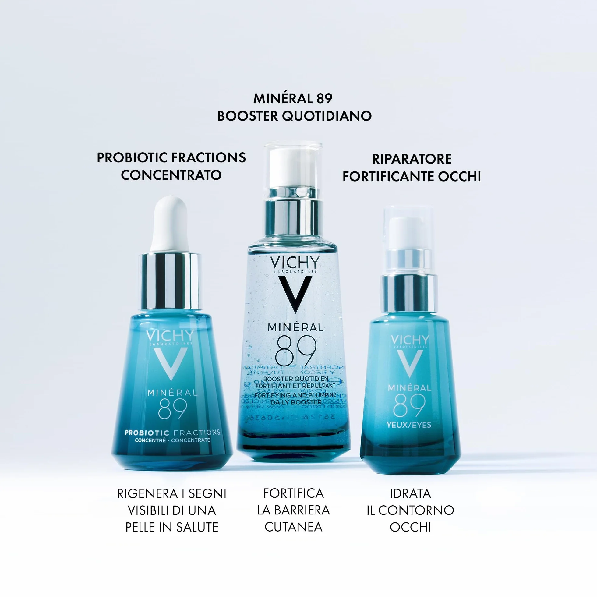 Vichy Minéral 89, Gel Occhi Fortificante, Per Tutti i Tipi di Pelle, 8H di Idratazione, Riduce Borse, Occhiaie e Linee Sottili, Con Caffeina, Acido Ialuronico e Acqua Vulcanica, 15 ml