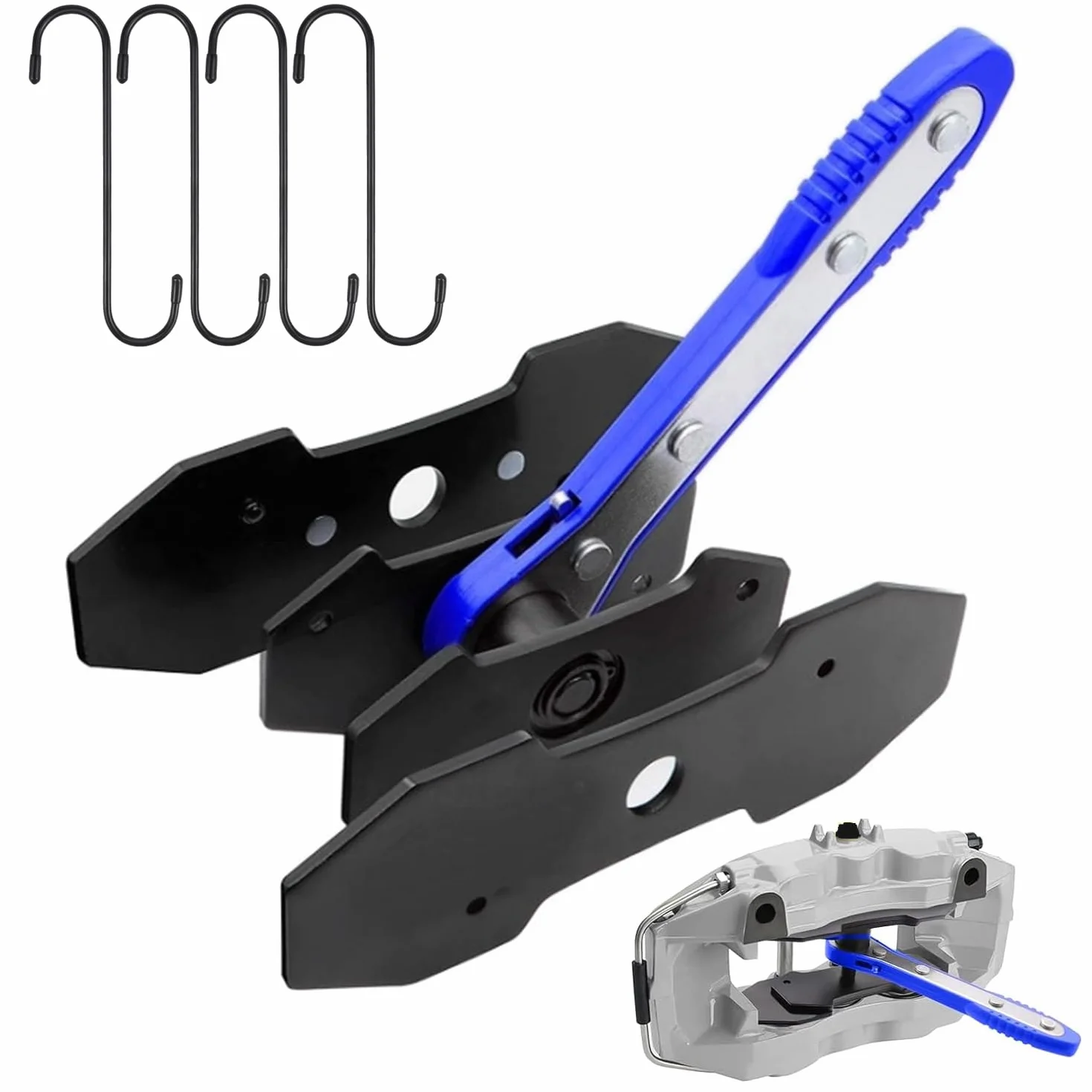 GIAK - Kit di ripristino del pistoncino del freno, set da 7 pezzi con pressa a cricchetto per pinze freno e 4 ganci di ricambio per pastiglie freno, strumento per la riparazione dei freni dell'auto (B