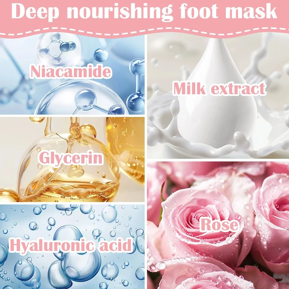 Maschera Piedi Idratante, 4 Paia Maschera Piedi ad Azione Idratante e Rigenerante, Calzini Idratanti per Riparazioni Cutanee Secche Invecchiamento Cracked Heels, per Piedi Lisci e Morbidi
