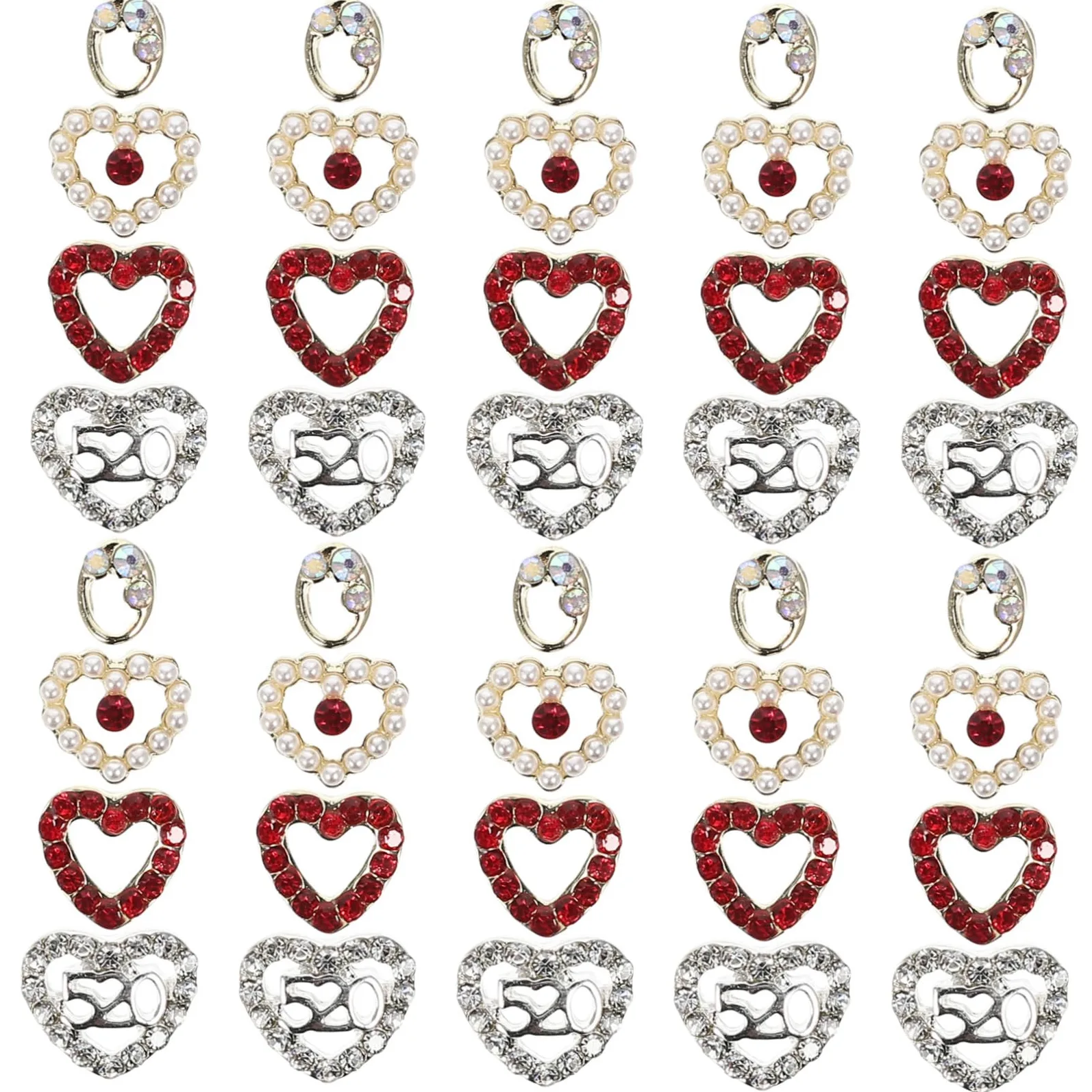 ABOOFAN 120pezzi Ciondoli Per Unghie Forma Di Cuore Decorazioni Per Nail Art Strass Per Feste e Regali Di