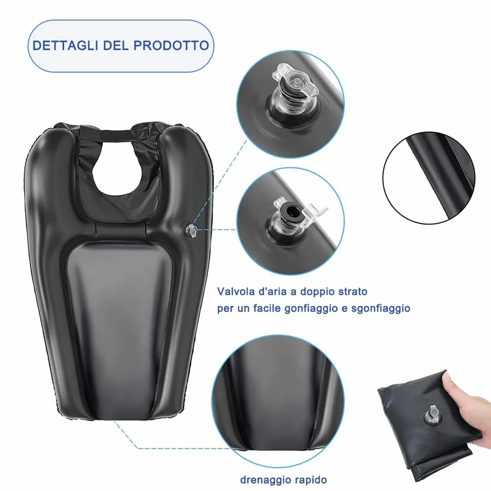 Voarge Lavatesta Portatile per Parrucchieri, Poggiatesta per Lavare Capelli Lavandino Casa, Lavabo Gonfiabile per Capelli, Lavatesta Portatile per Anziani, Incinte, Disabili, Parrucchieri