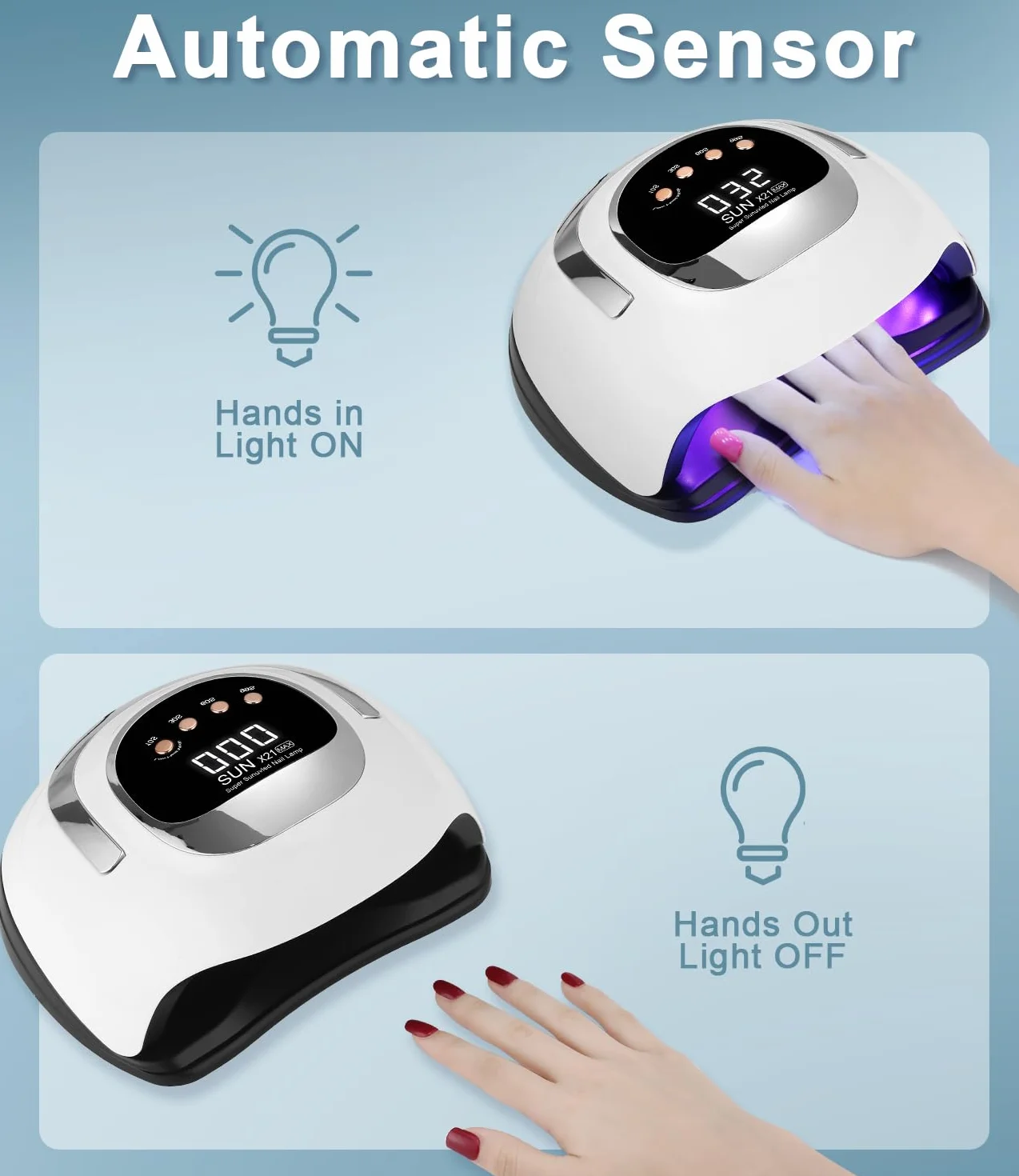 320W Lampada UV LED Unghie, Professionale 72 sfere di lampada a LEDs, Semipermanente Curare Rapidamente Pedicure Fornetto per Tutti i Smalti, Automatico Sensore per Manicure a Casa e in Salone