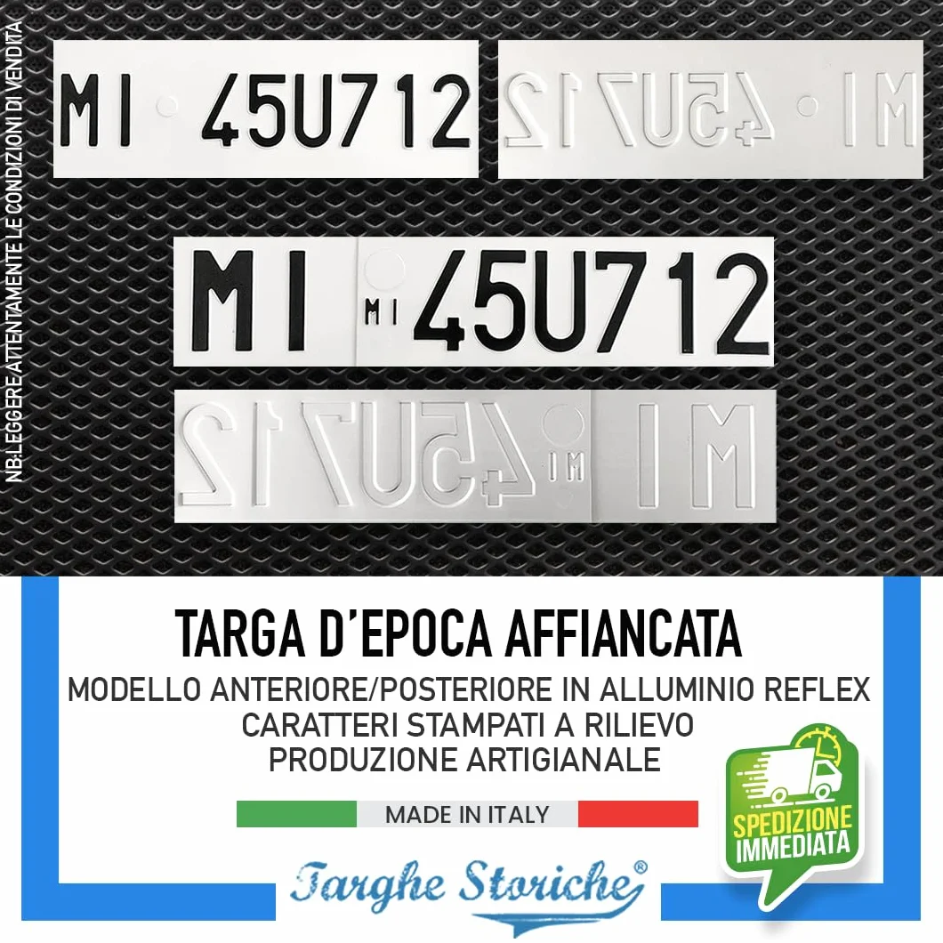 Targhe Personalizzate Modello Kit Completo 1985-1994 Alluminio Catarifrangente Made in Italy