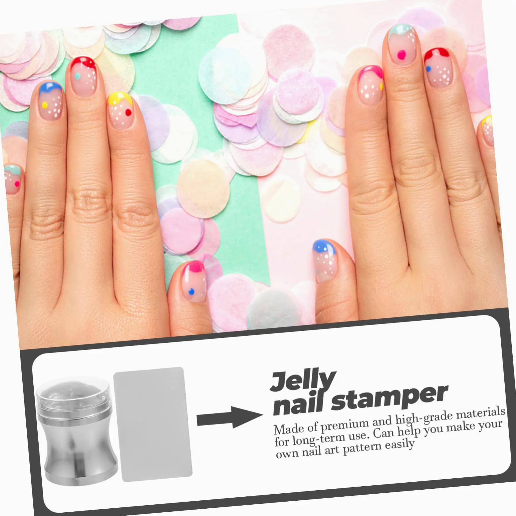 Healeved 5sets Stampini Per Unghie Silicone Per Nail Art Facili Usare Stampini e Raschietto Per Decorazioni Unghie Mano