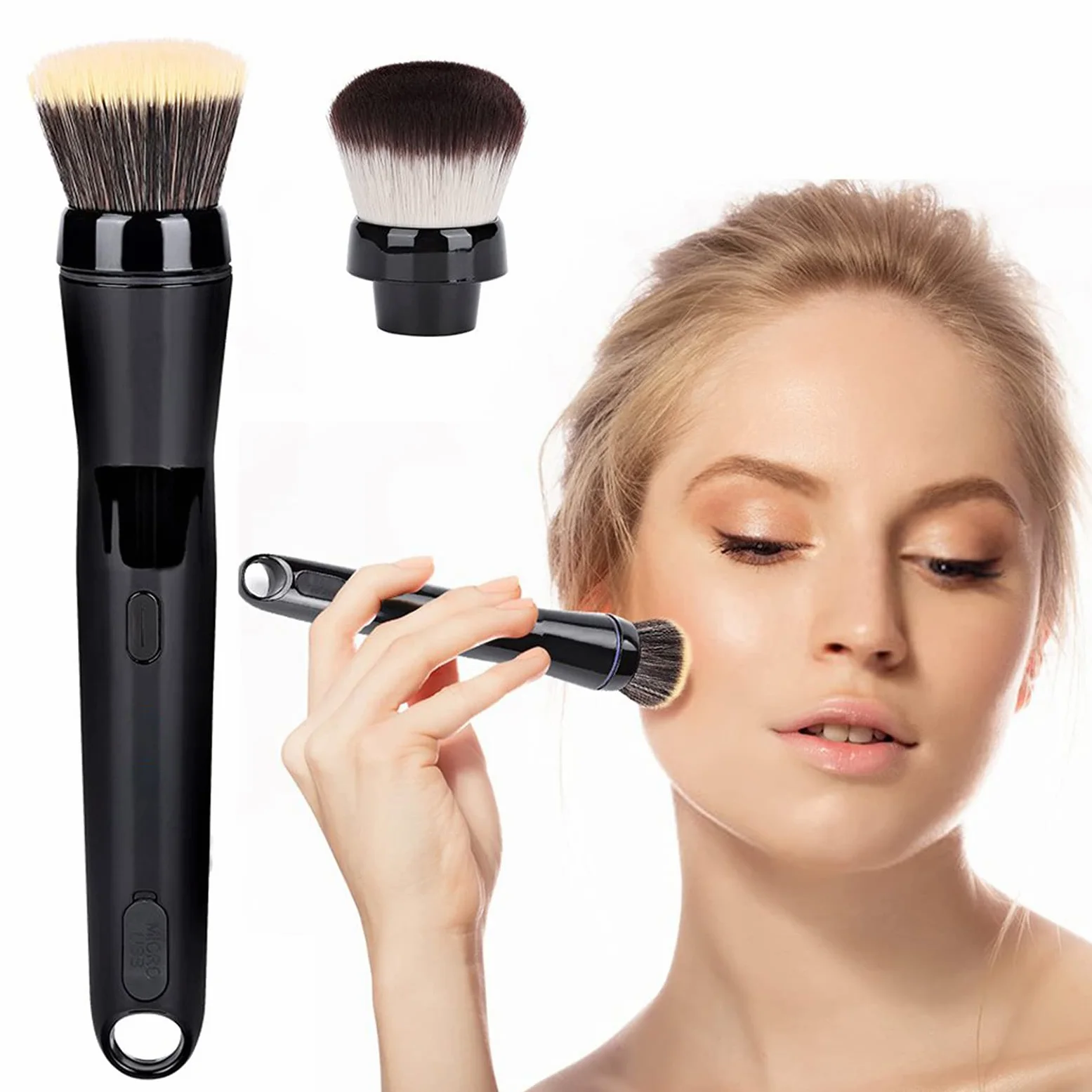 Pennello Elettrico per Trucco Pennello per Trucco Rotante Automatico con Testine per Fondotinta e Fard per Trucco a Base di Crema Liquida in Polvere per Tutti i Tipi di Pelle