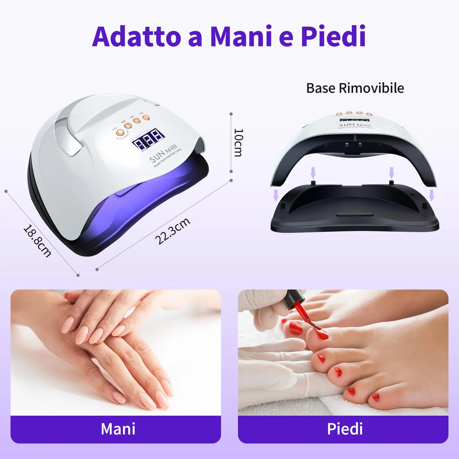 220W Lampada UV Led Unghie, Lampada UV per Unghie in Gel, Fornetto Unghie Semipermanente, UV Lamp Nails per Unghie Professionale con 66 Perline LED, 4 Timer, Sensore Automatico