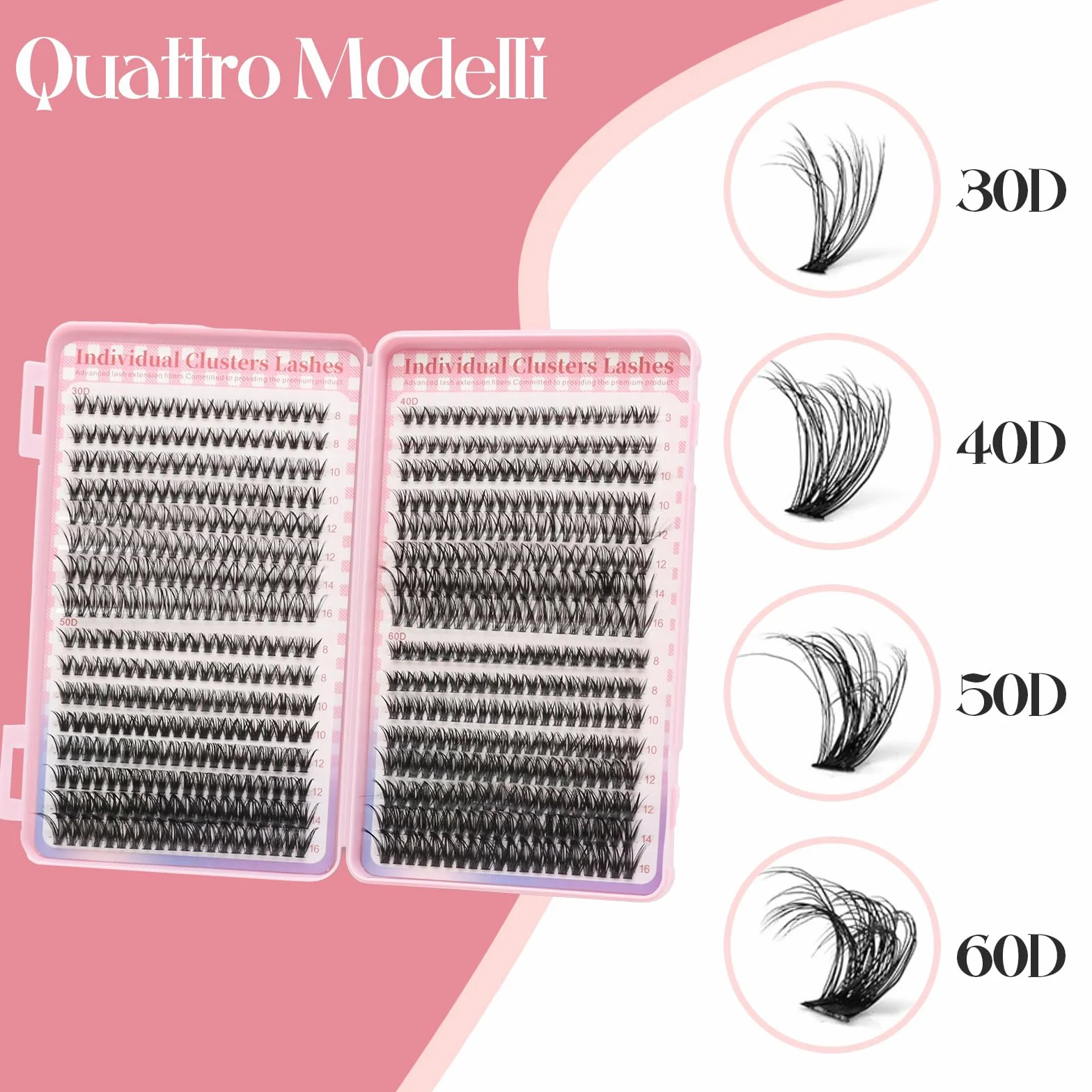 VEGCOO 640 Pezzi Ciglia Finte Extension Ciglia 30D-40D-50D-60D Curl 8-16mm Kit DIY Eyelash Extension