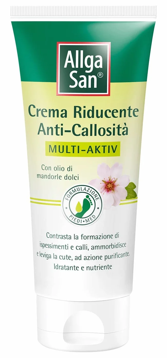 Allga San Crema Anti callosità MULTI AKTIV- Crema Piedi, Calli e Duroni 100 ml Idratante per Piedi e Talloni Secchi con olio mandorle dolci per Ammorbidire