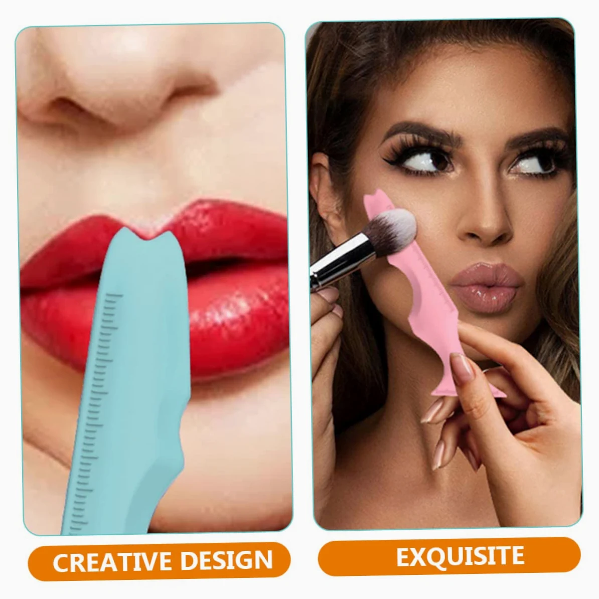 POPETPOP 10pezzi Stencil Per Eyeliner in Silicone Riutilizzabili Strumenti Multifunzionali Per Applicazione Eyeliner e Del Rossetto Per Principianti e Professionisti