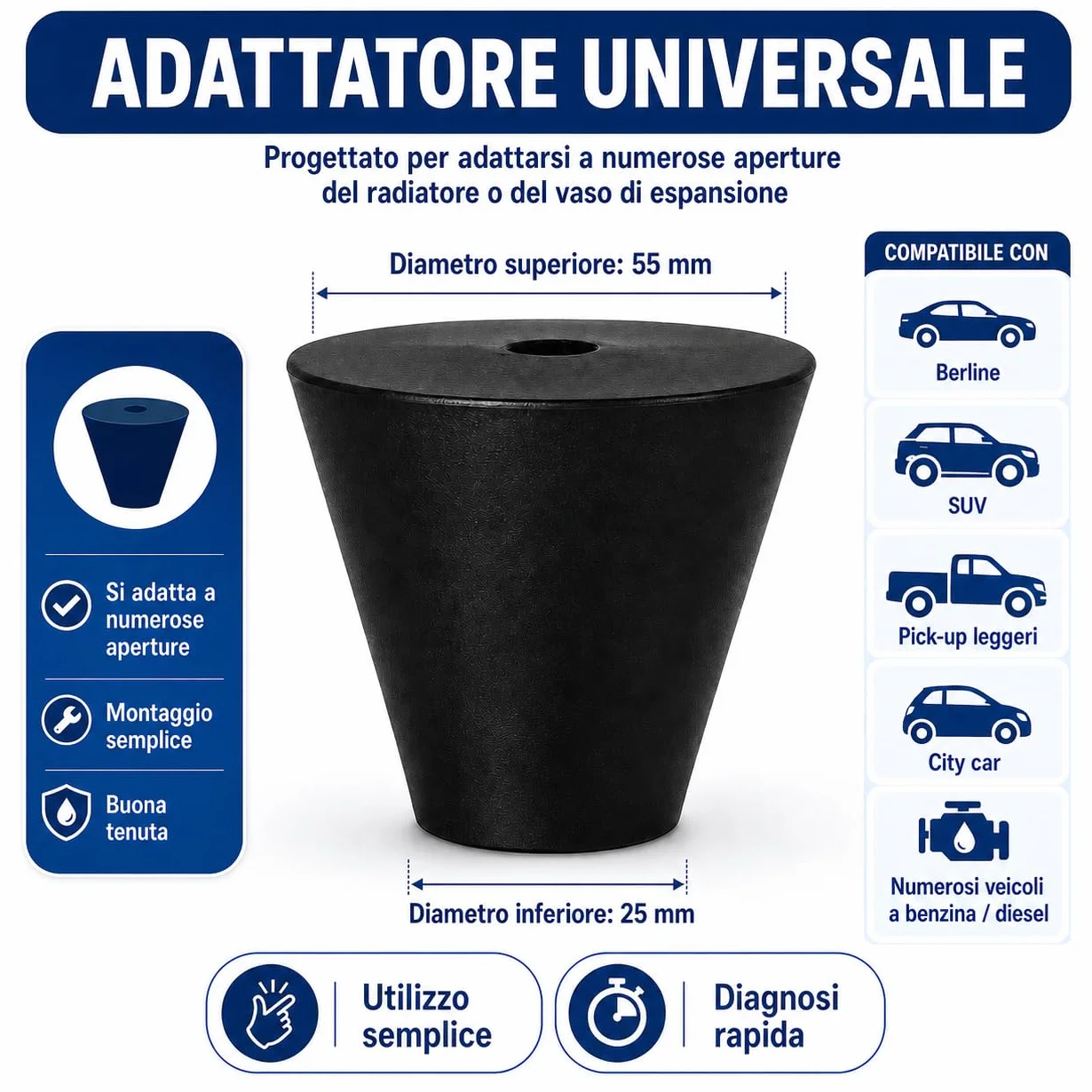 Tester per Guarnizione Testa Cilindrica 50 Test Rilevatore Perdite CO₂ Benzina Diesel Kit Universale Liquido Reattivo Blu