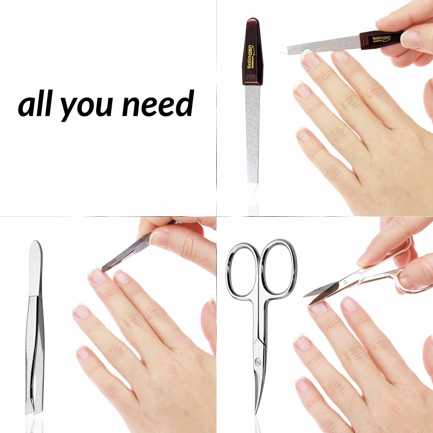 Set Manicure Professionale con Forbicine e Pinzette, Custodia Similpelle, Kit da Viaggio per Unghie