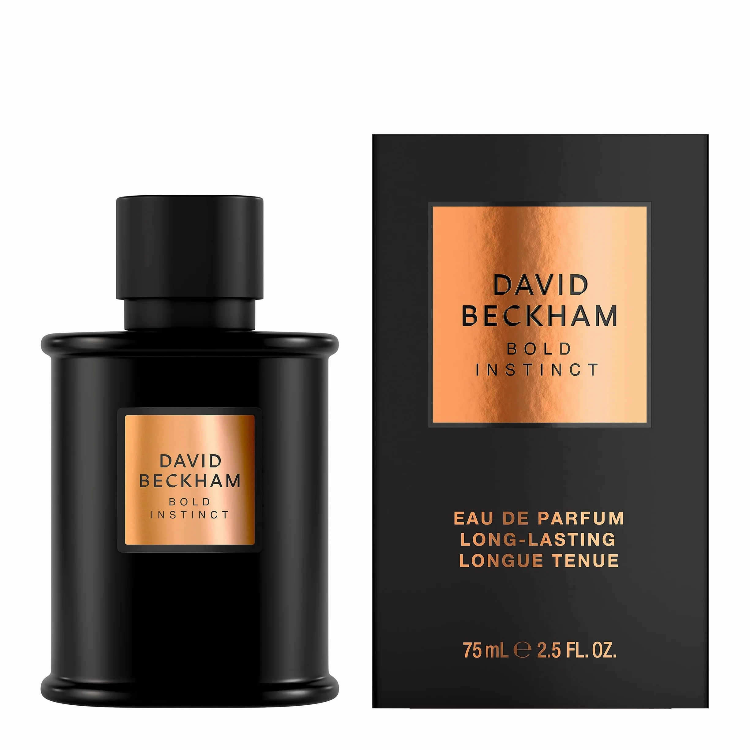David Beckham Bold Instinct Eau de Parfum Uomo, profumo legnoso aromatico, fragranza sofisticata, straordinario flacone nero opaco 75 ml