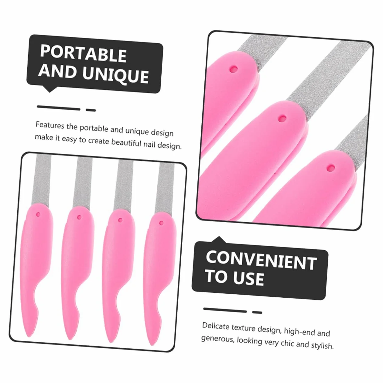 Lima per Unghie Pieghevole Mini 8 Pezzi Rosa in Abs e Metallo | Manicure Domestica e Salone, Design Delicato e Portatile, Levigatura Semplice