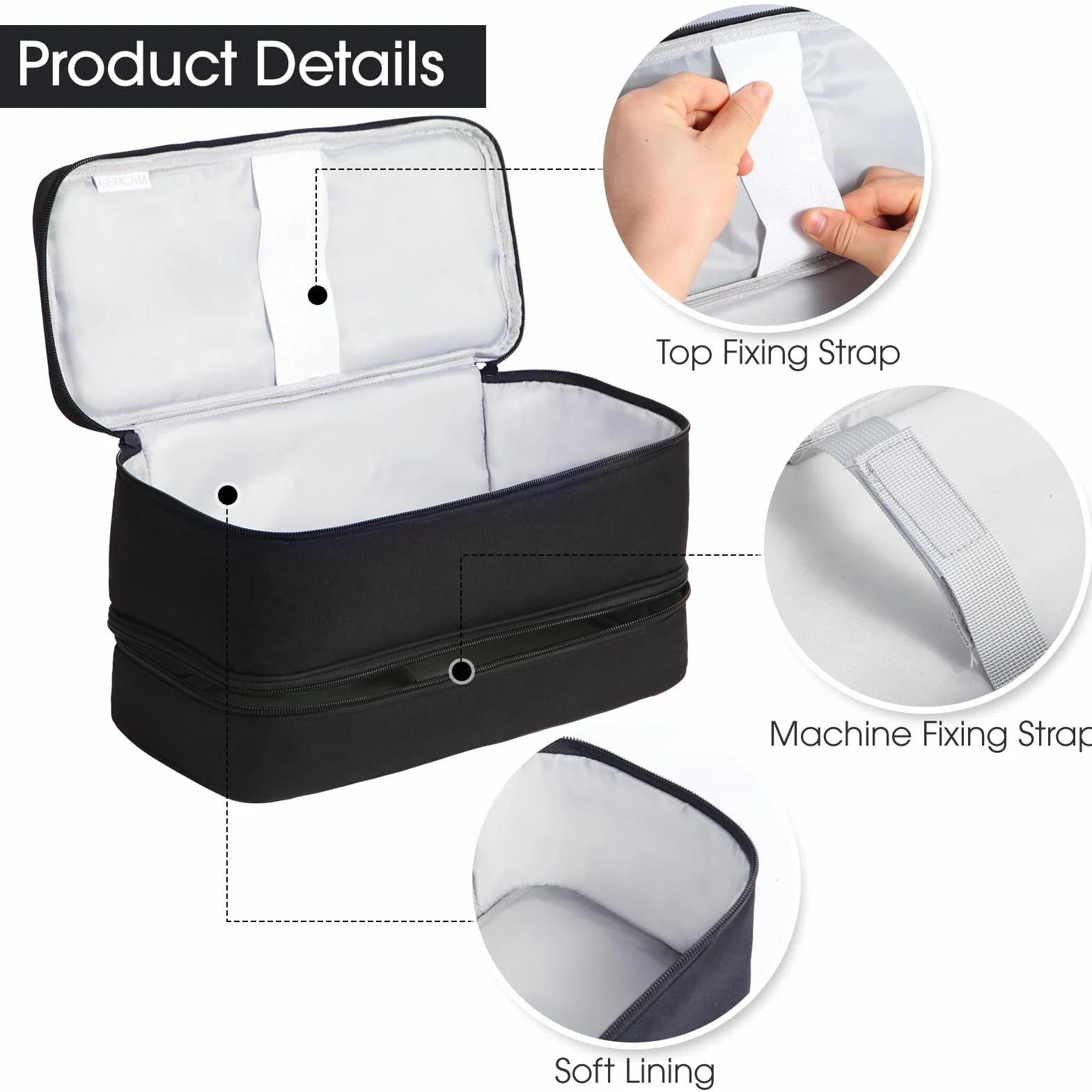 Custodia a doppio strato per Shark Flexstyle, borsa organizer portatile per Shark Flexstyle/Dyson Airwrap Styler e accessori, nero