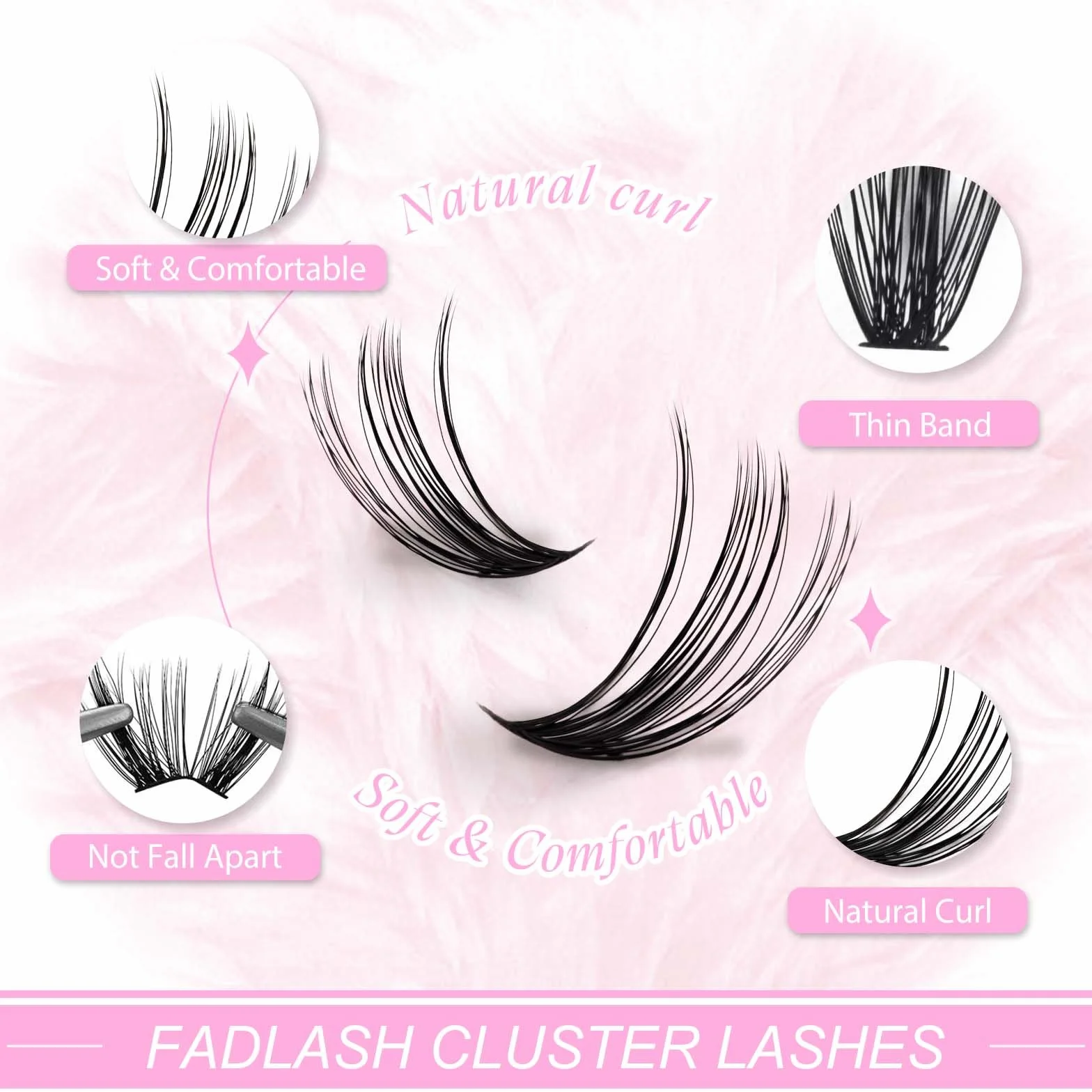 Fadlash Ciglia Finte Naturali Ciuffetti 0.07mm 40 Root D Curl 8-16mm 200pcs