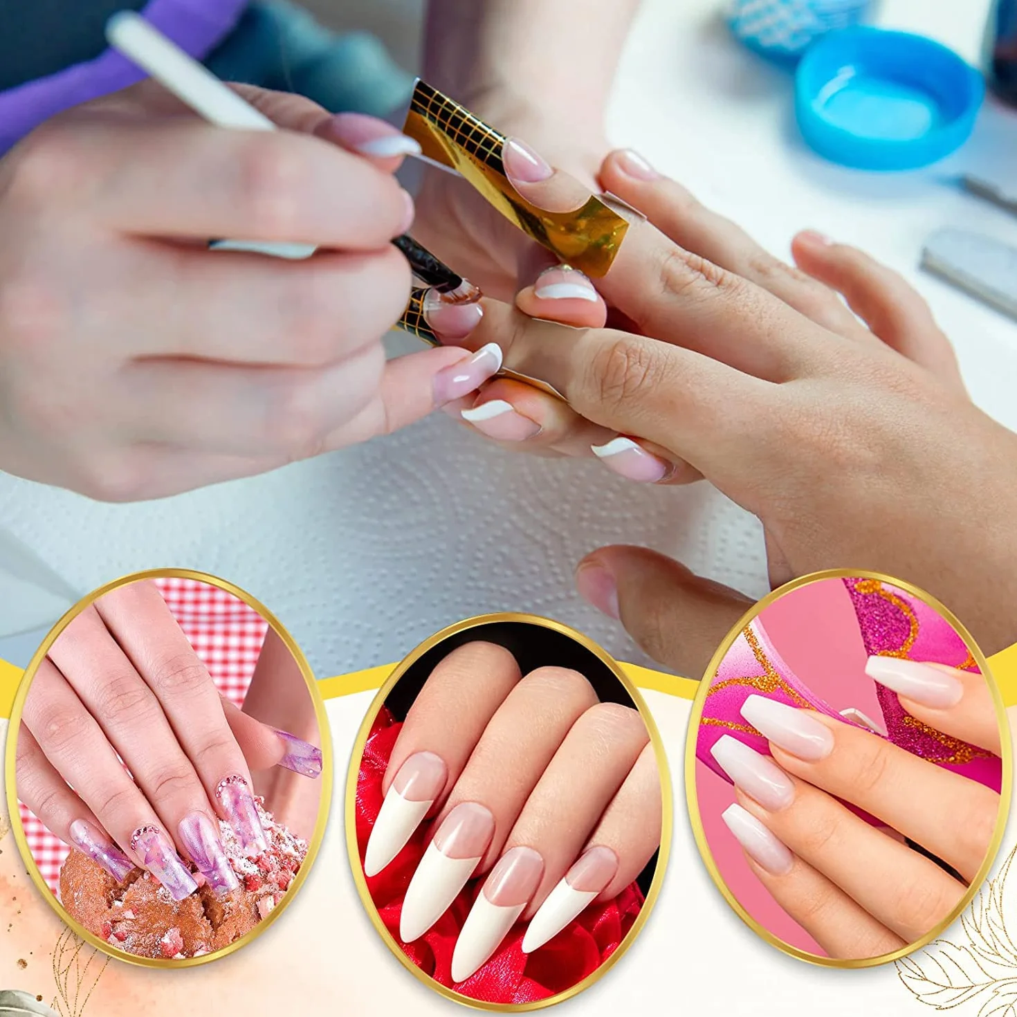 Rotolo Cartine Oro 100 Pezzi Nail Art Per Ricostruzione Allungamento Sagome per Unghie Extension model for professional UV gel nail