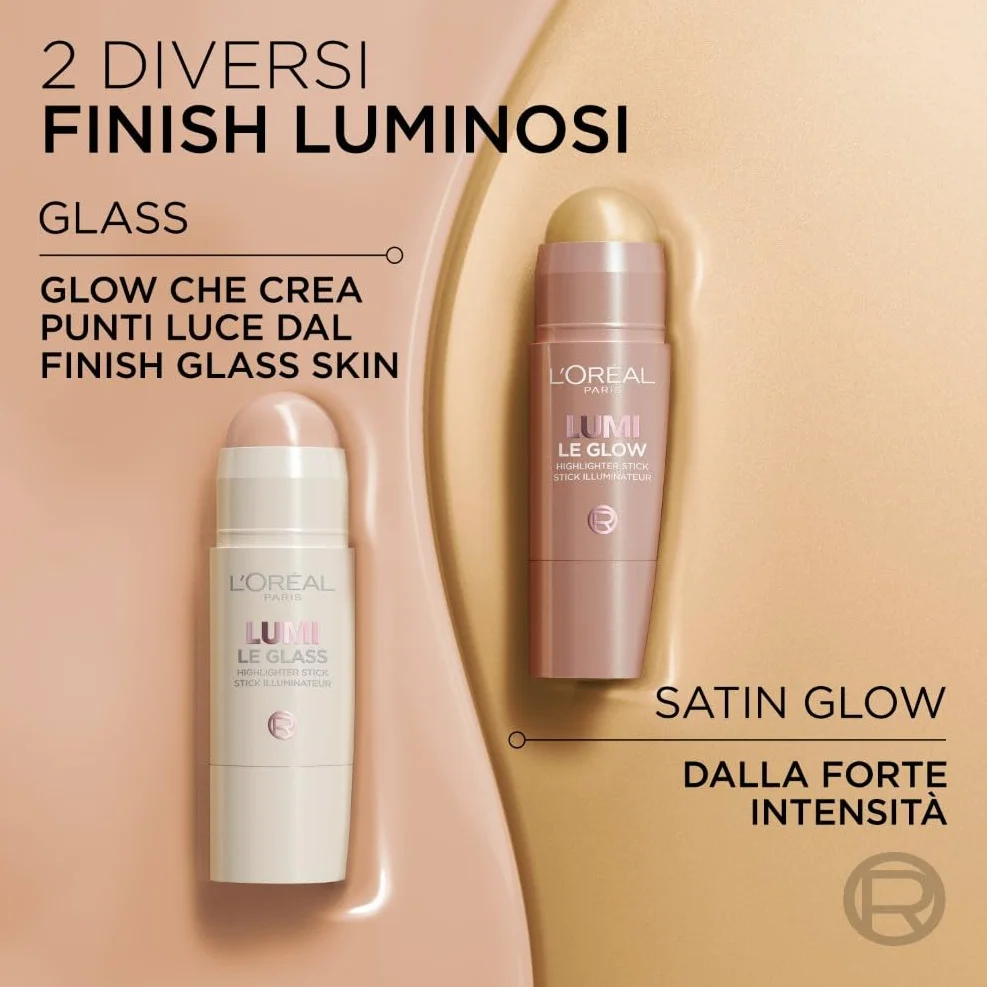 L'Oréal Paris Stick Illuminante Multi-Uso, Per Viso e Corpo, Pelle Luminosa e Radiosa, Effetto Glow Intenso e Istantaneo, Finish che Riflette la Luce, Lumi Glass, Tonalità: 610 Pearl Eclat, 5 gr