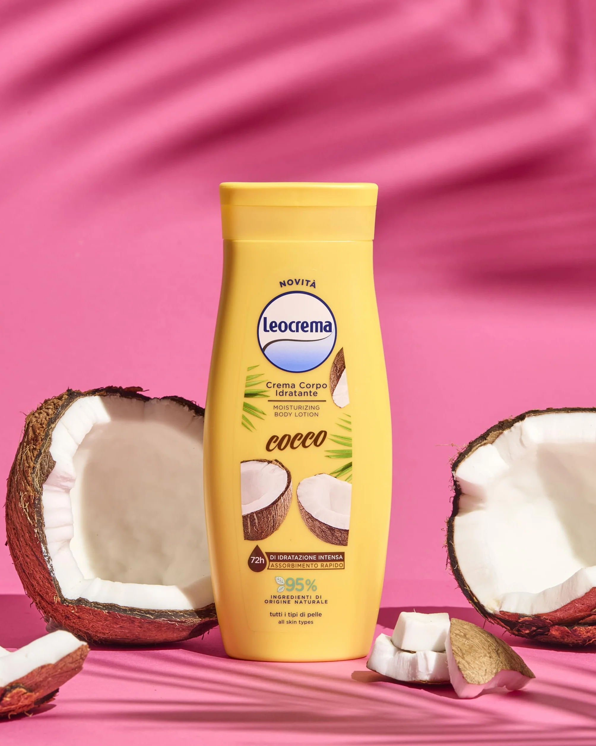 Leocrema Crema Corpo Idratante al Cocco 72H 250ml 95% Origine Naturale