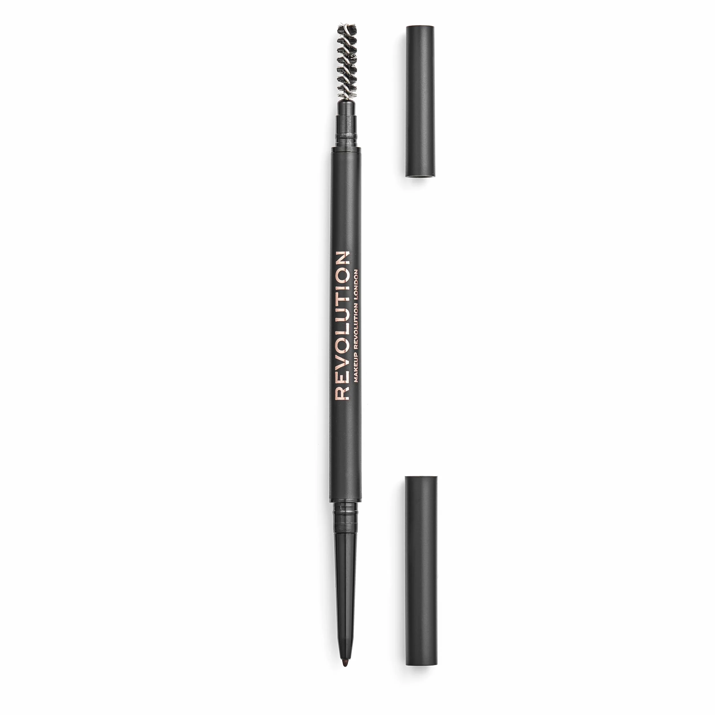 Makeup Revolution, Precise Brow Pencil, matita per sopracciglia a doppia estremità e pennello a rocchetto, punta fine, marrone medio, 9g