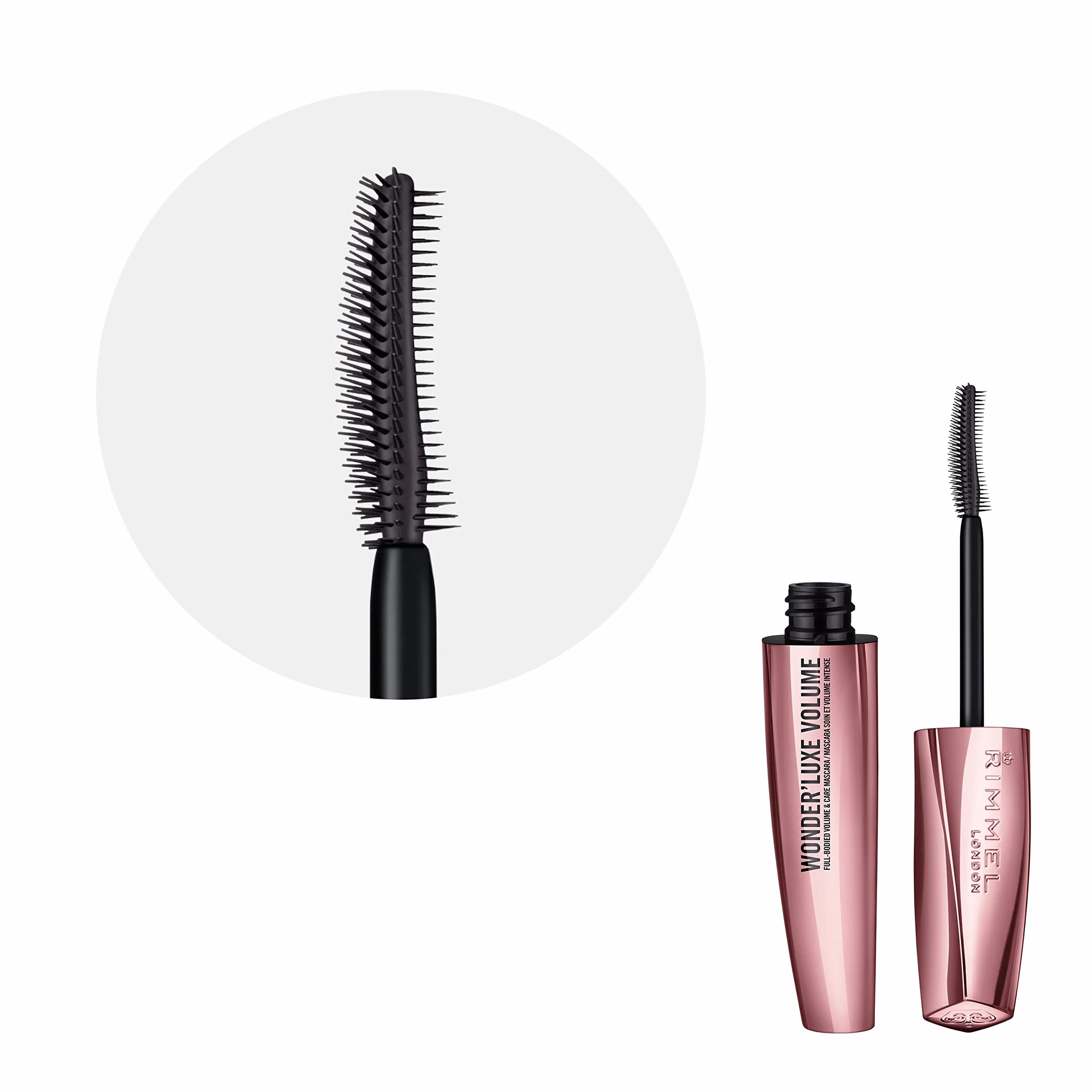 Rimmel London Wonder'Luxe Mascara Volumizzante con Oli Preziosi, Trattamento Rinforzante Ciglia, 11 ml, Nero