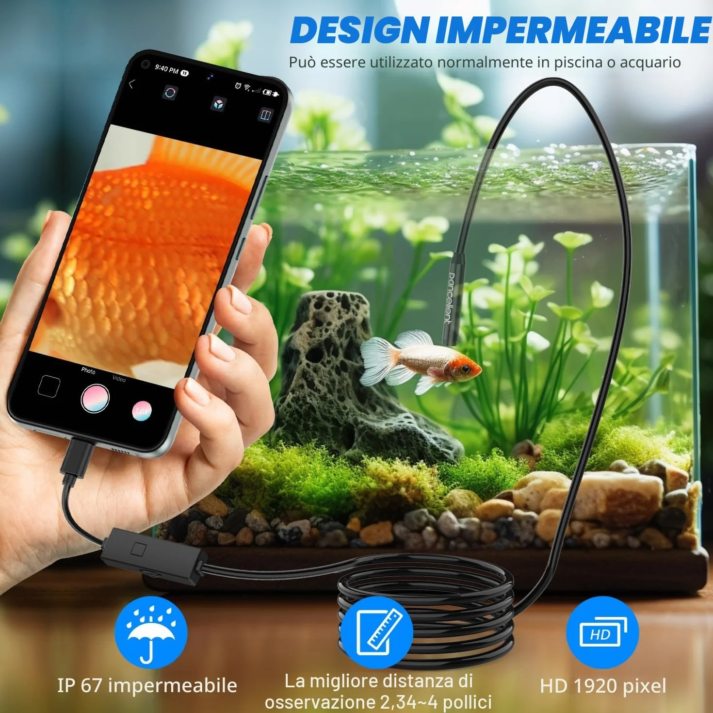 Boroscopio a Serpente a Doppia Lente 1920P, Endoscopio Tipo C con 8 Luci LED per Smartphone Android iOS iPhone iPad Samsung 5M