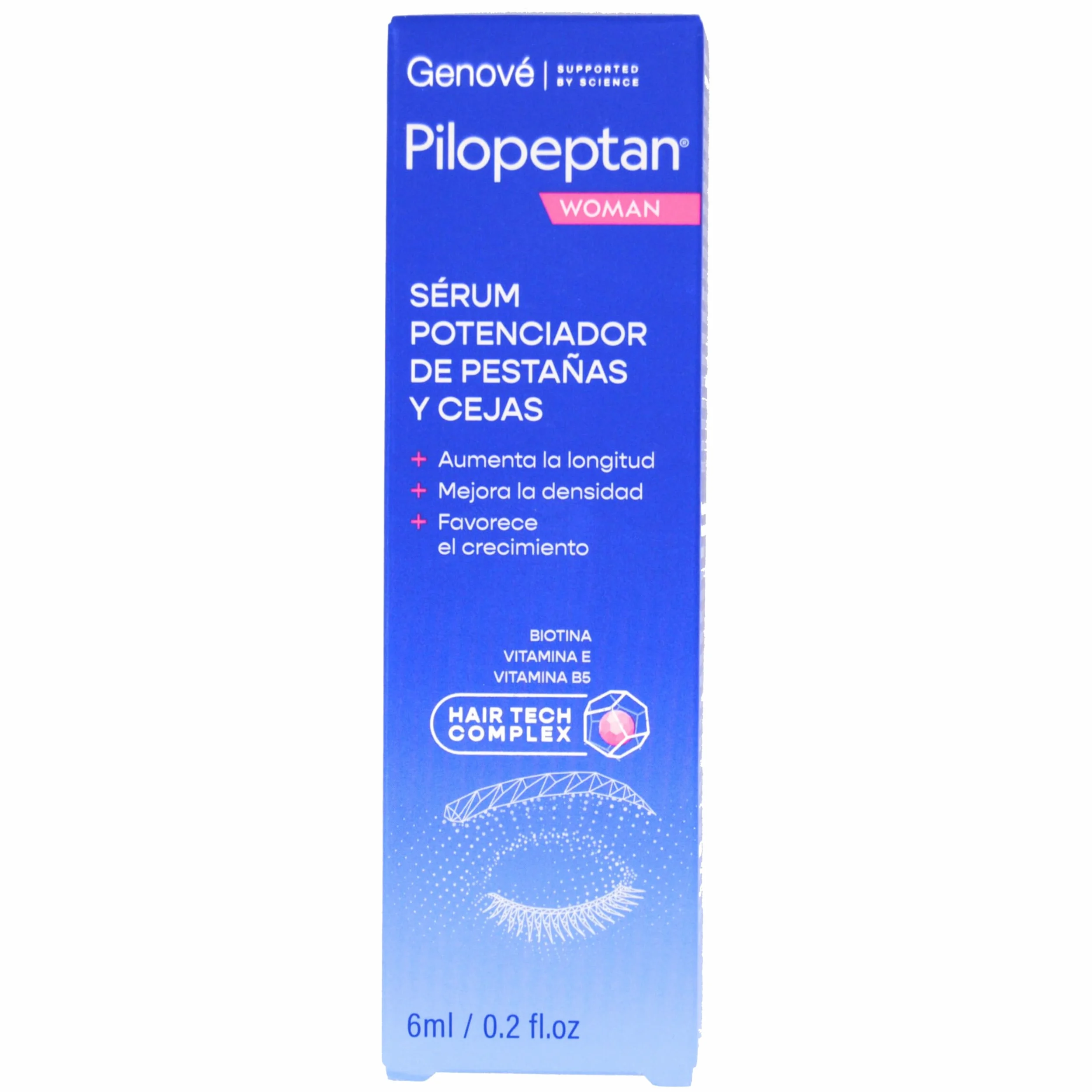 Pilopeptan Woman Siero Enhancer Ciglia e Sopracciglia | Attiva la crescita, aumentando la lunghezza e la densità | Ipoallergenico | 6 ml
