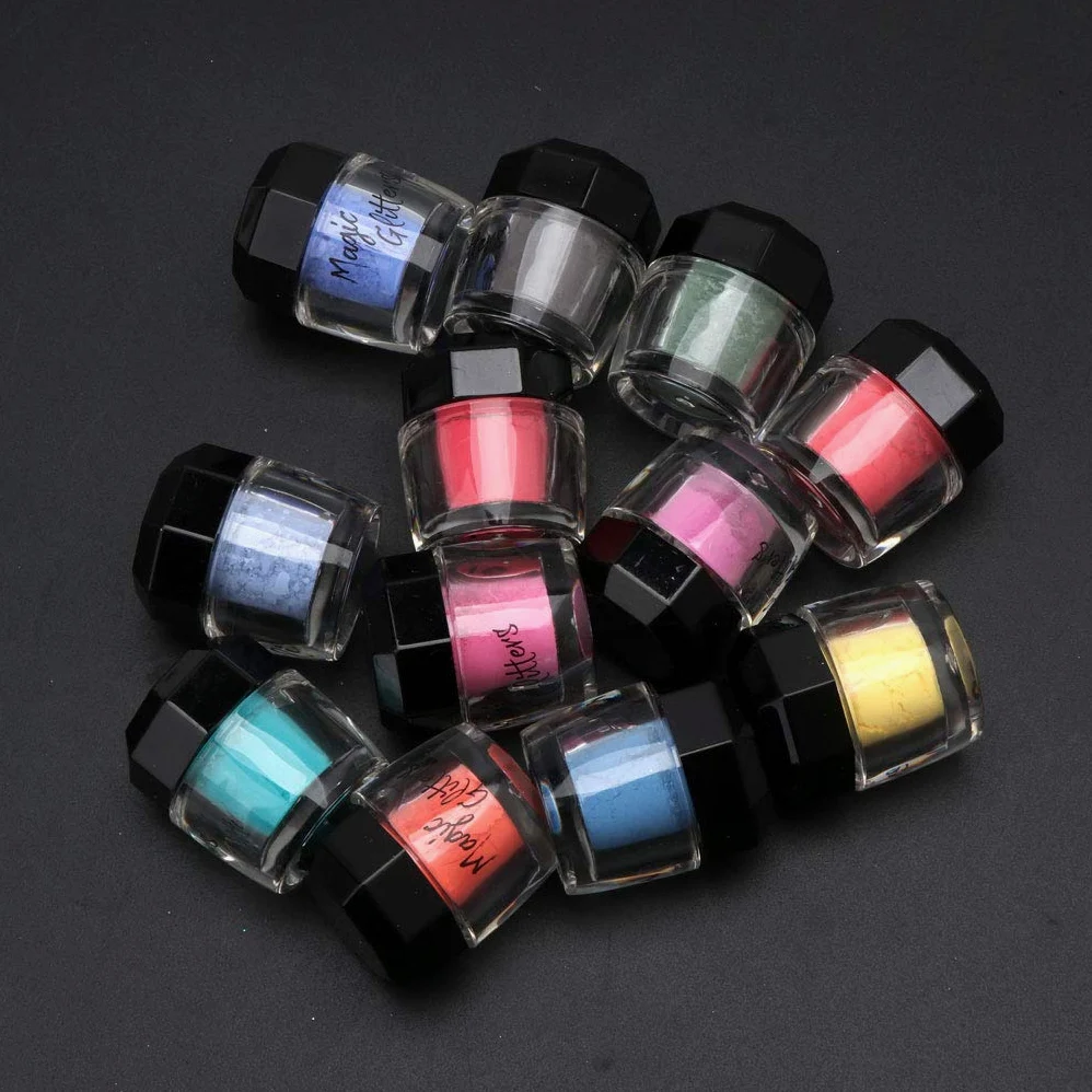 12 scatole di glitter per unghie, per scintillii, paillettes, paillettes, unghie, pigmenti, decorazione, espositore per cornici