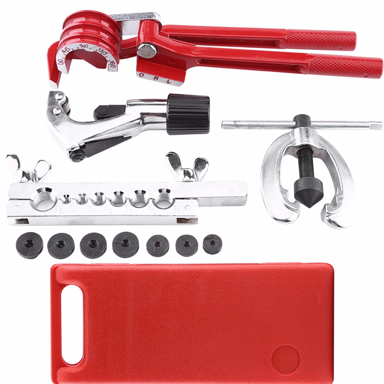 Kit svasatura tubi 11 pezzi con utensile di piegatura taglierina per rame