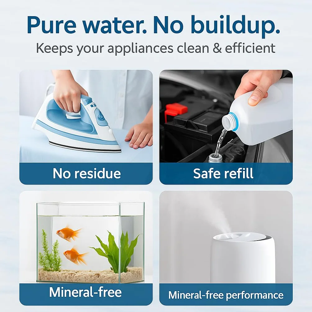 GiDeli Acqua demineralizzata 3x10 l distillata per ferro da stiro batterie refrigeratore umidificatore