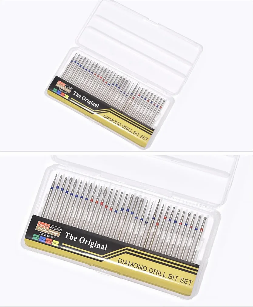 Set 30 punte per trapano per manicure pedicure, punte lucidatura, lima elettrica unghie