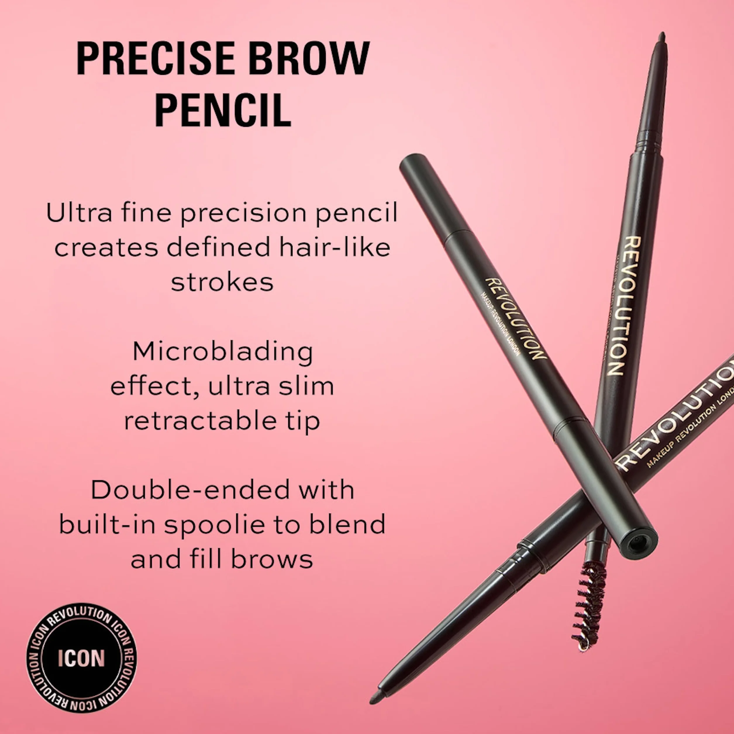 Makeup Revolution Precise Brow Pencil matita sopracciglia doppia punta fine marrone scuro 9g