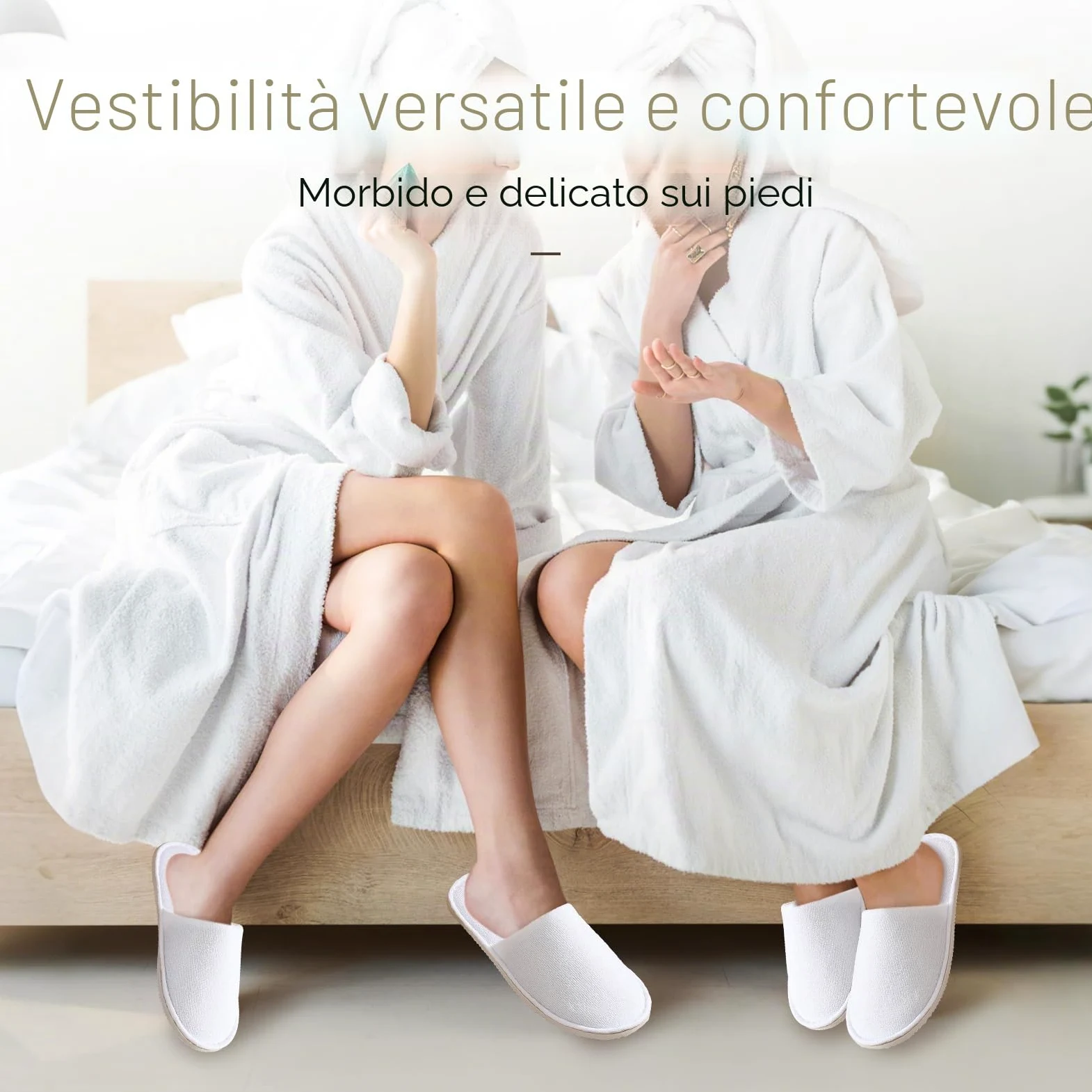 10 paia di slippers per Hotel Bianca Donna Uomo, Pantofole Antiscivolo Monouso, Pantofole Ospite, Punta chiusa, Ciabatte Unisex in Spa e Ospiti