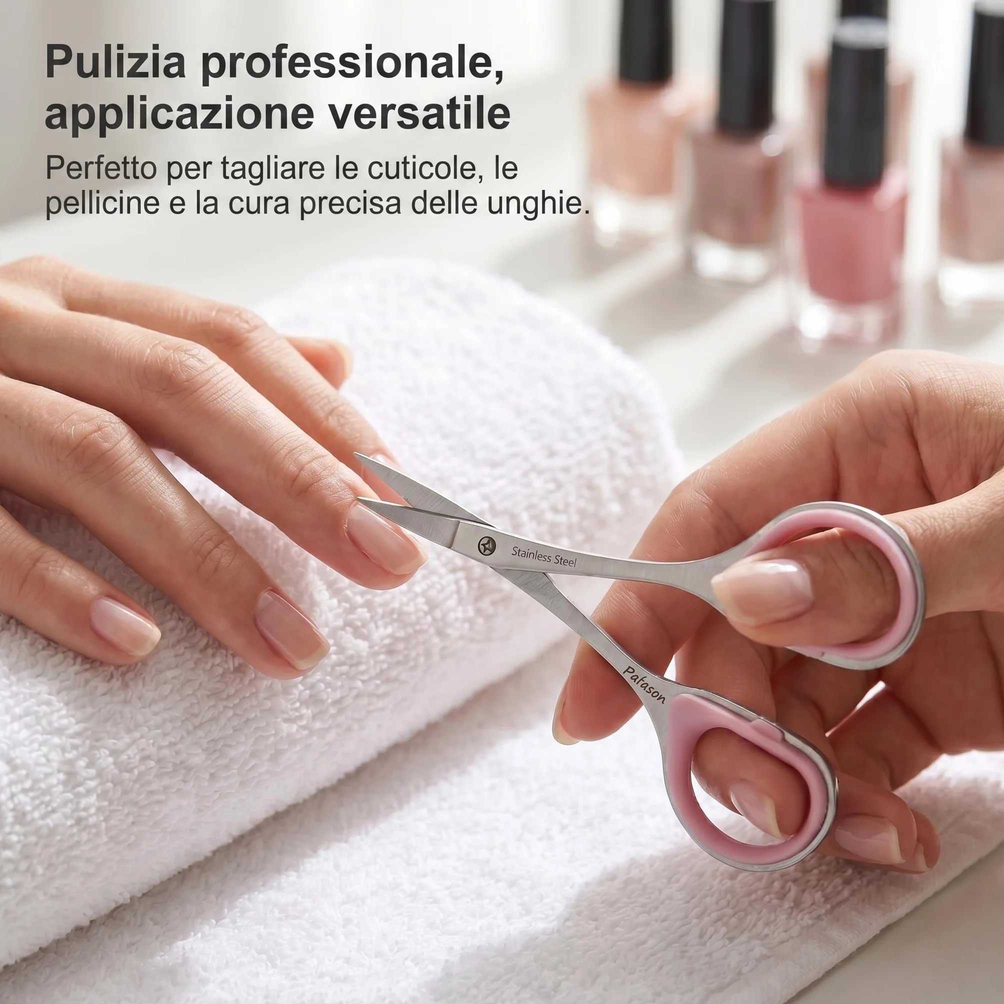 PAFASON Piccolo Forbici Cuticole Set 2 Pezzi Curvo Dritto Precisione Manicure Pedicure