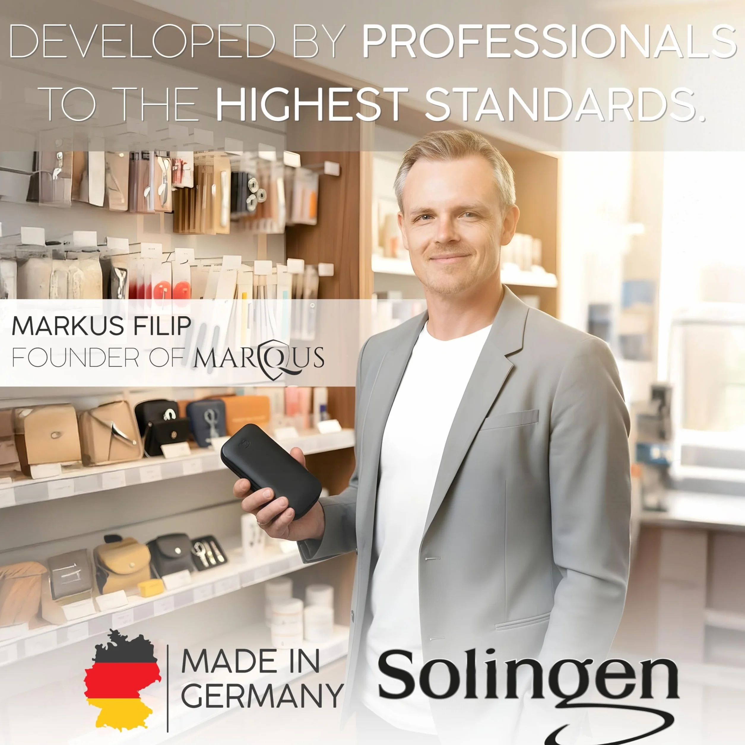 Solingen Set per Manicure da 6 Pezzi Professionale Forbicine Strumenti Mani Piedi Custodia Viaggio