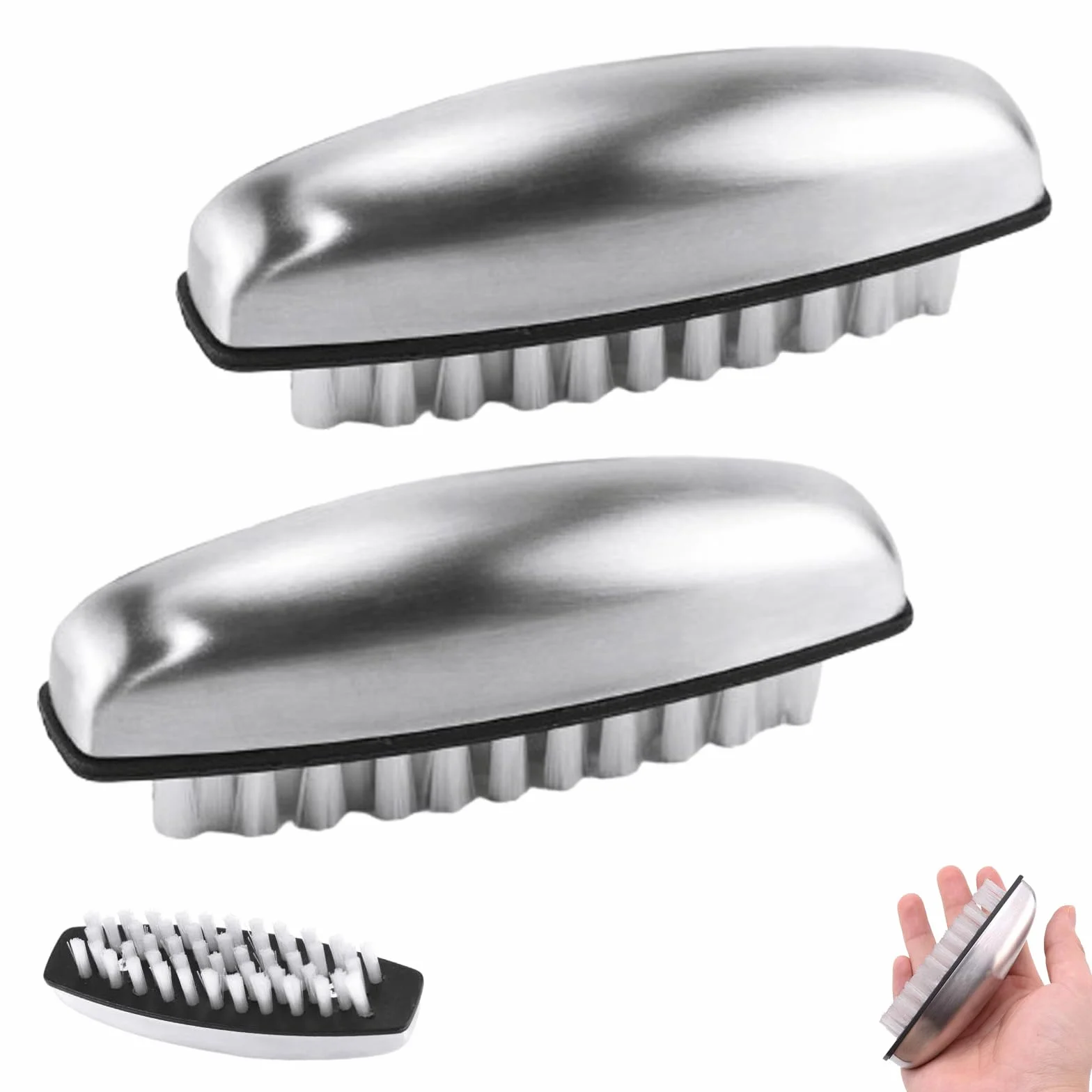 Spazzola Per Unghie Inox Kit Lavaggio Mani 2 Pezzi
