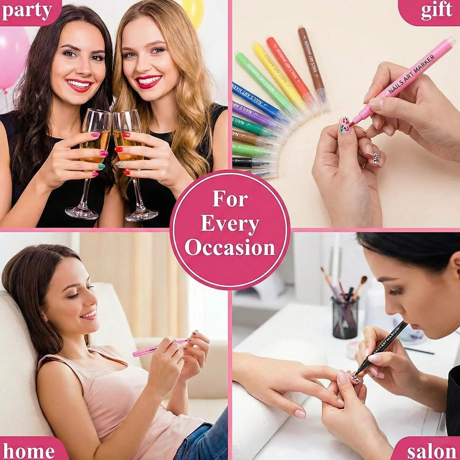 Set da 12 Penne per Nail Art 3D con Pennelli per Disegno e Dotting, Kit Completo per Decorazione Unghie Fai da Te, Ideale per Adulti e Bambini