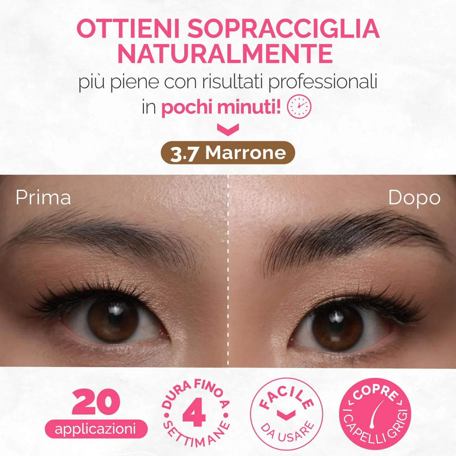 RENATA BEAUTY Kit Tinta Sopracciglia Semi-Permanente Marrone 20 Applicazioni