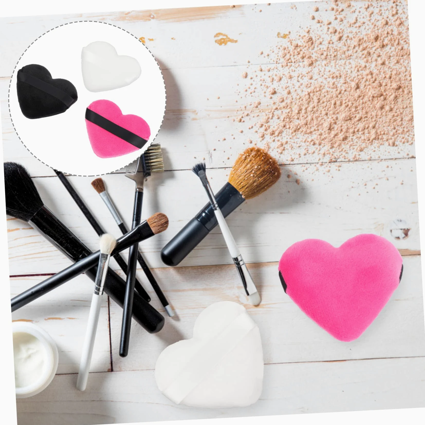 minkissy 36 Pz Soffio Di Cuore Tampone Di Cipria Piumino Da Cipria Cosmetico Sfoglia Compatta Piumino Di Cotone Sbuffi Di Trucco Esfoliante Pulizia Spugna Batuffolo Di Cotone Donna