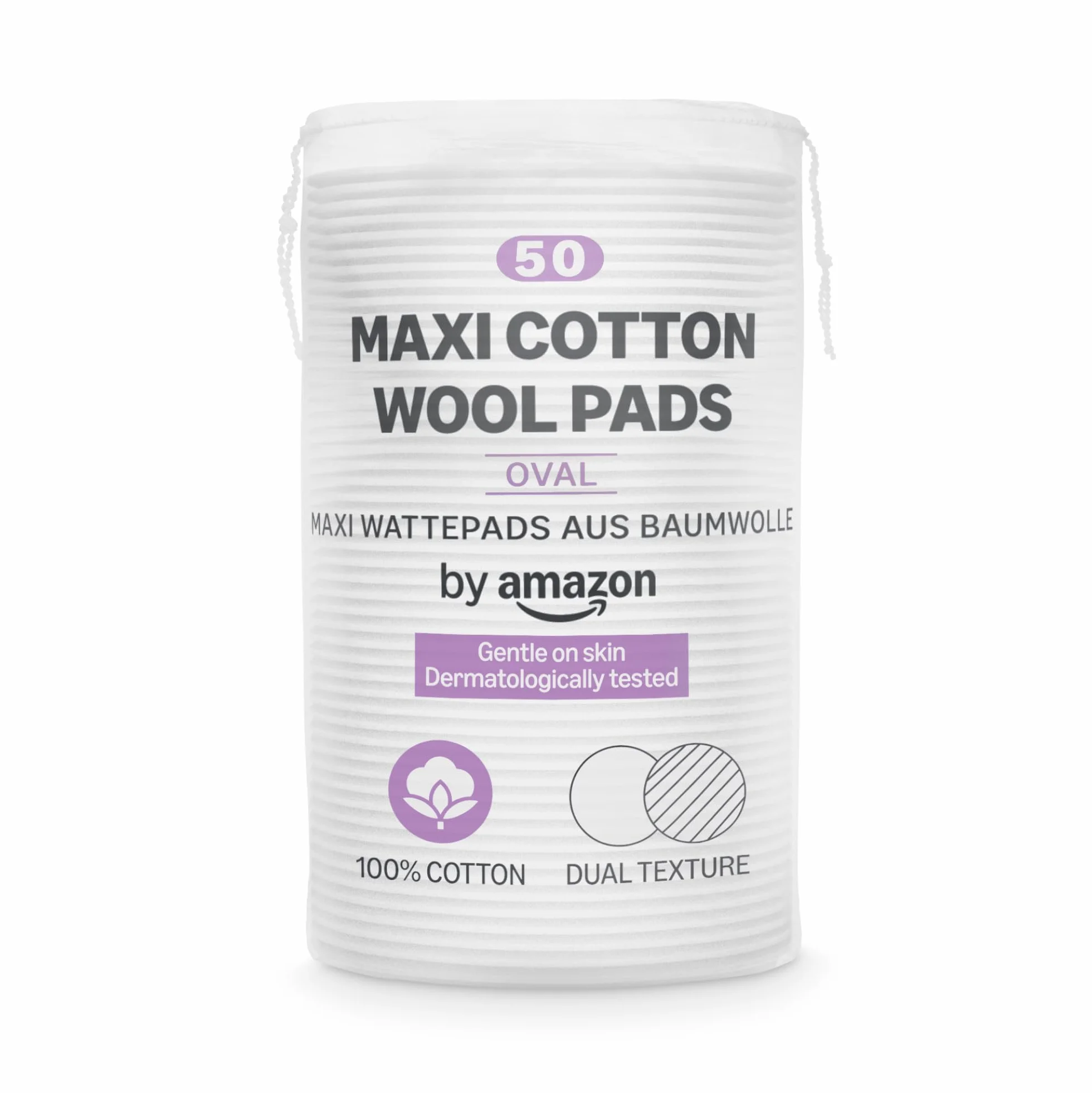 by Amazon Dischetti Ovali di Cotone Maxi, 100% Cotone, 50 dischetti