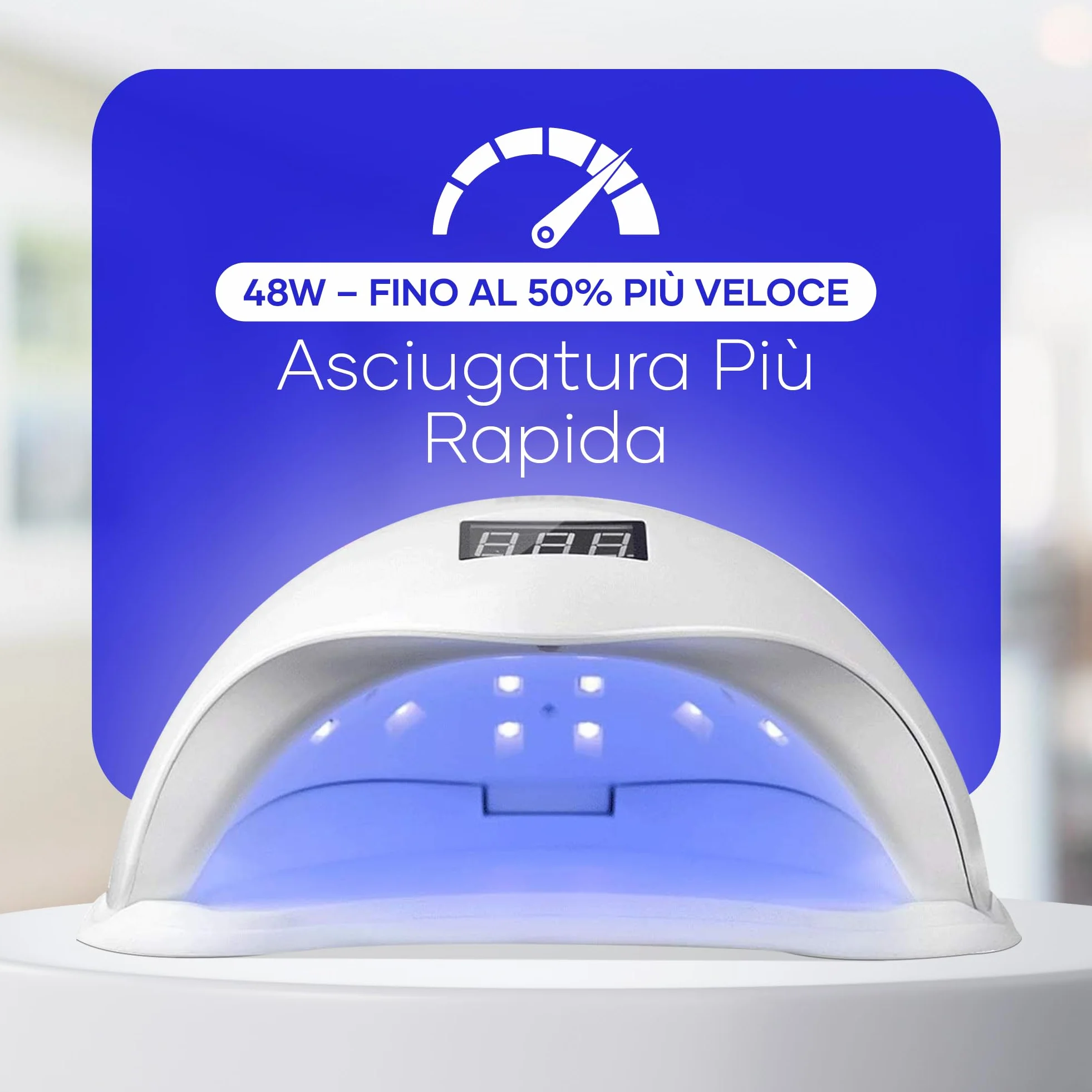 SUN 5 Lampada UV LED 48W per Unghie con Sensore e Timer | Sensore Automatico, Timer 10s/30s/60s/99s, Display LCD, 24 LED