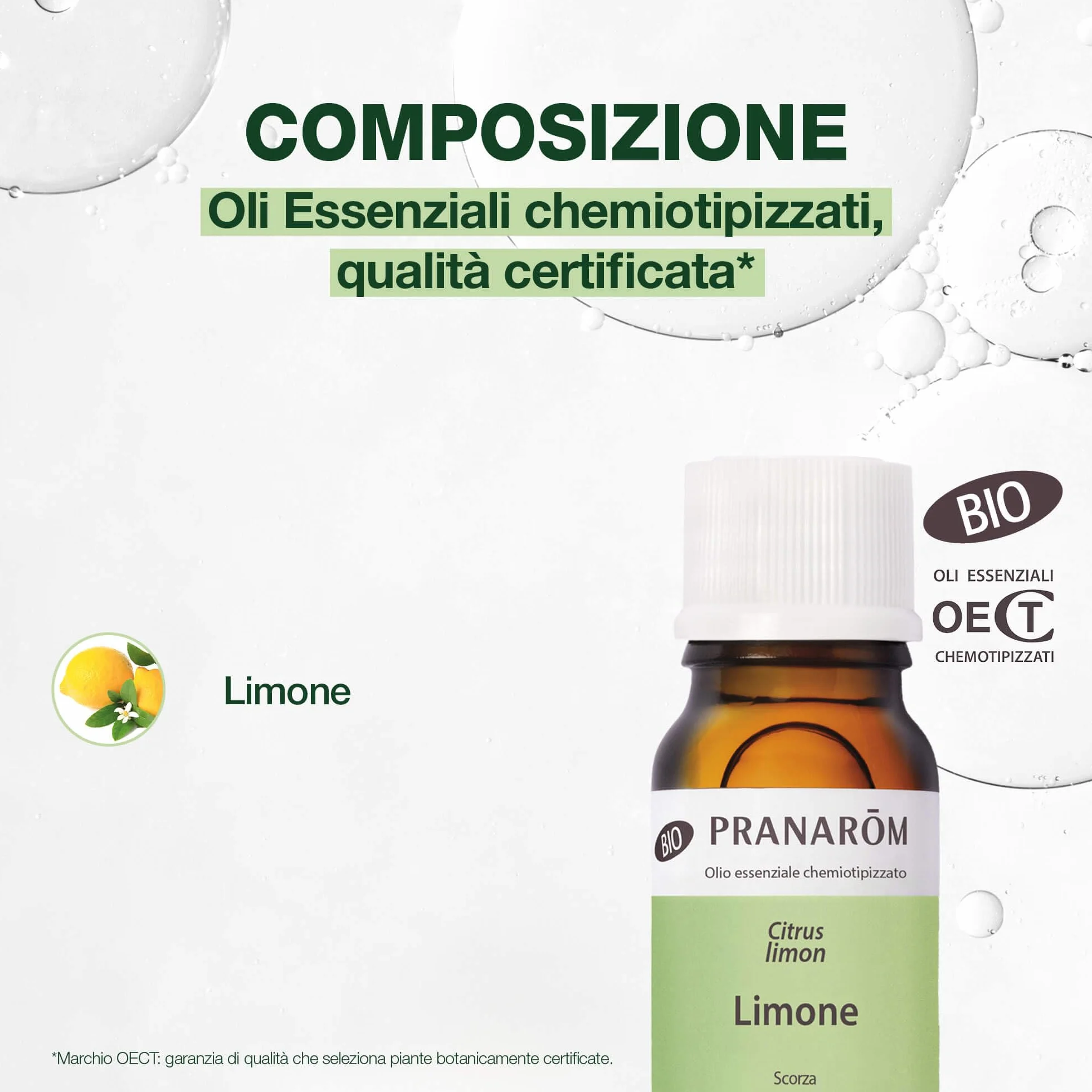 Pranarôm Olio Essenziale di Limone Bio 100% Puro 10 ml