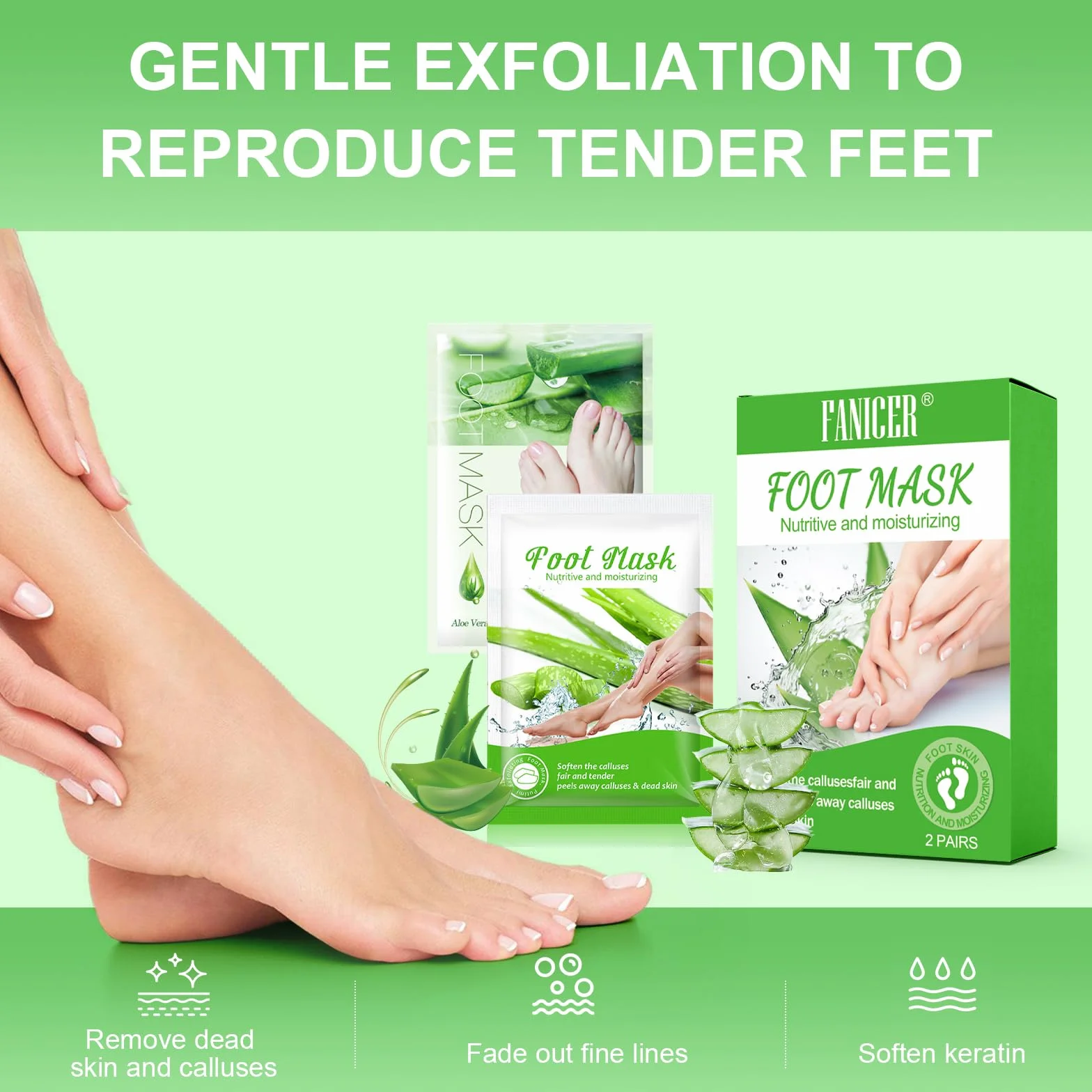 2 Paia Maschera Piedi Esfoliante, Maschera Piedi Idratante, Maschera Esfoliante Piedi, Rimozione di Calli e Pelle Morta Piedi, Scrub Piedi per Piedi Lisci e Morbidi (Aloe Vera)