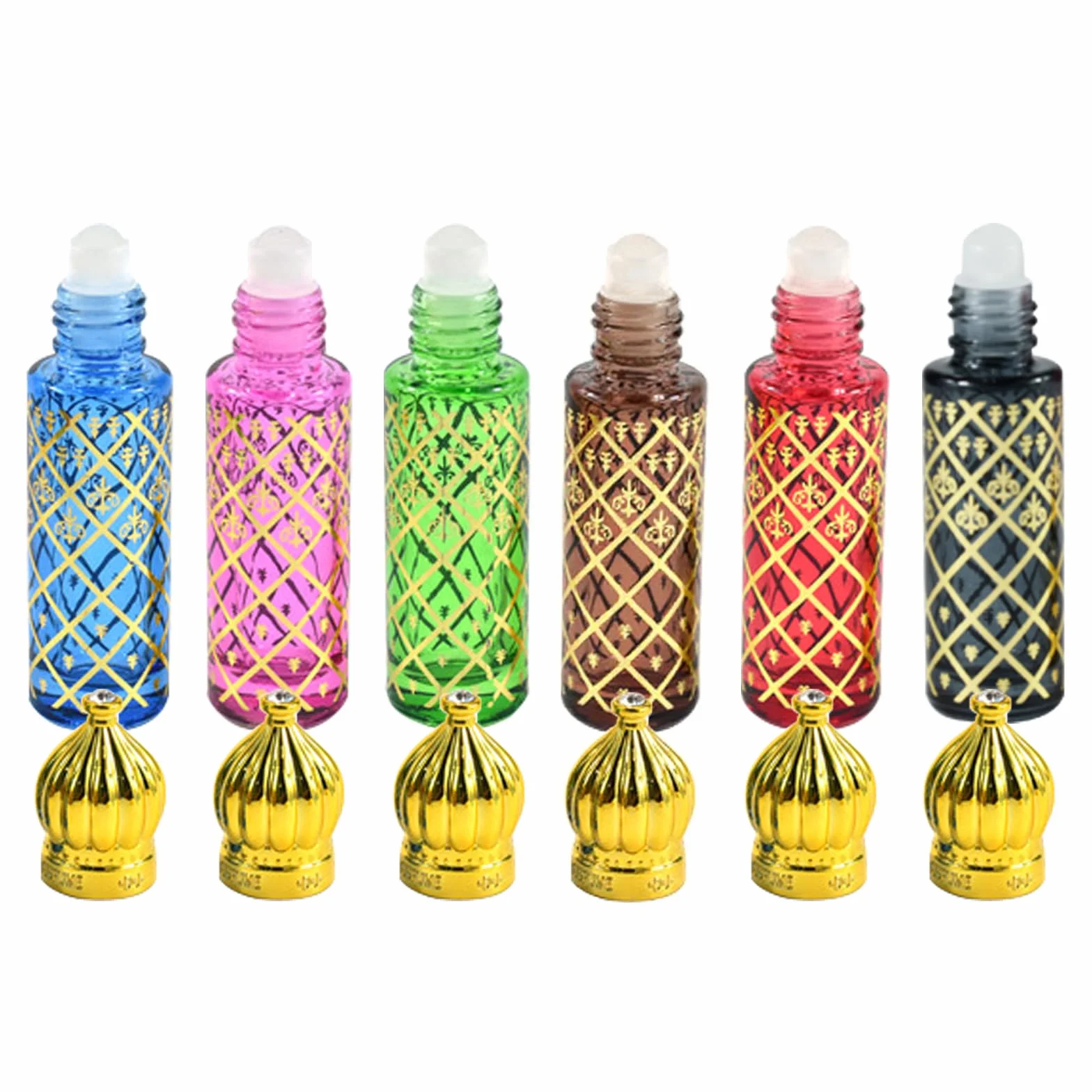 6 Pz Roll on Oli Essenziali Riutilizzabile, Bottigliette per Oli Essenziali Liquid con Rullo in Acciaio Inox, Art Deco Bottiglie a Piccolo Dimensione Del Flaconi Vuoto Viaggio Viaggiare - C