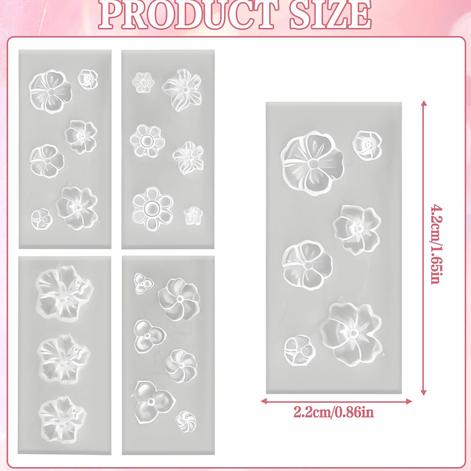4 stampi in silicone per unghie a forma di fiore, stampi per nail art in gel 3D, stencil floreali, strumenti di design fai da te, accessori per manicure e decorazioni